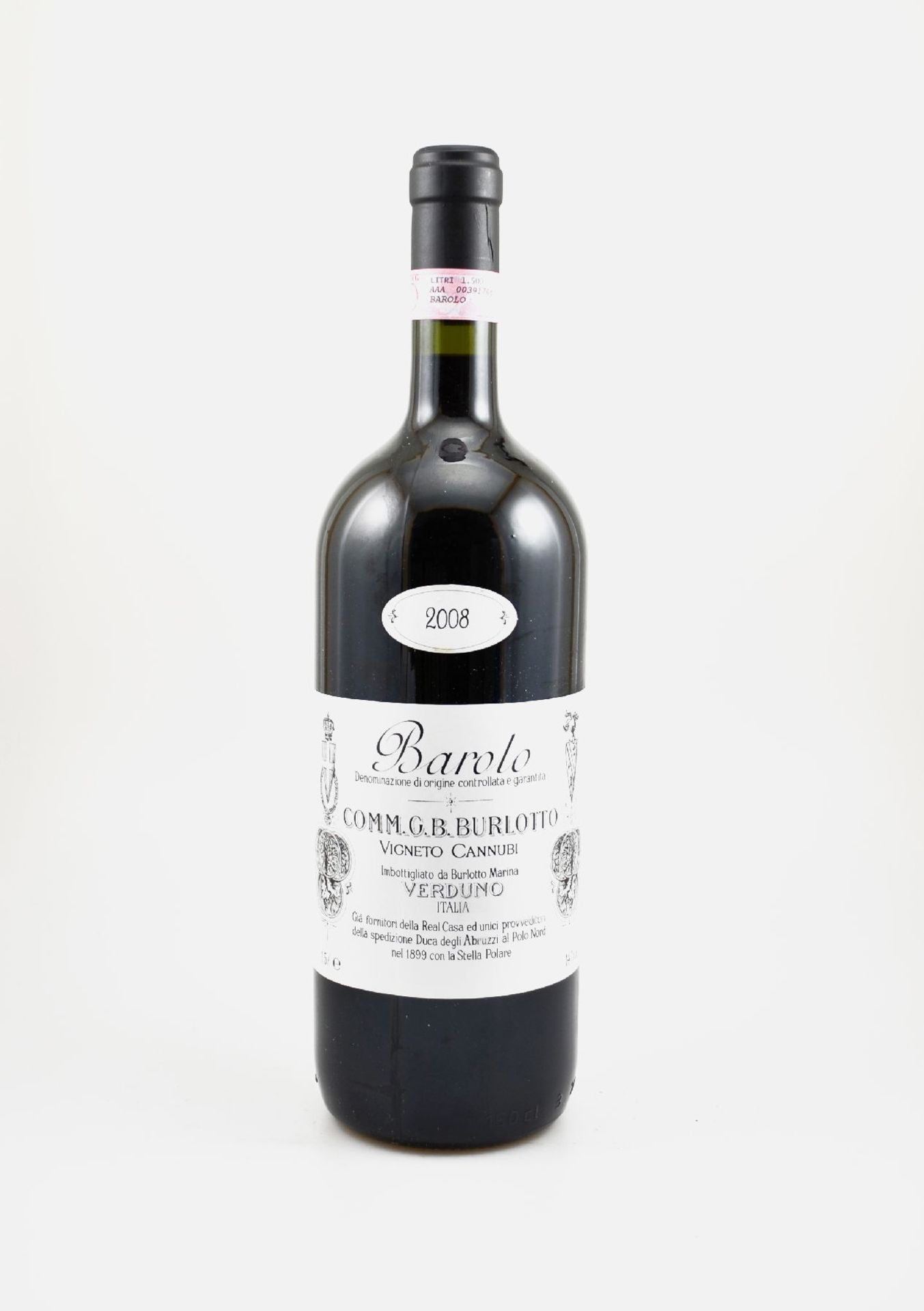 1 magnum bottle 2008 comm.g.b. burlotto, cannubi, barolo, approx 150 cl, 14 % vol., filling level: