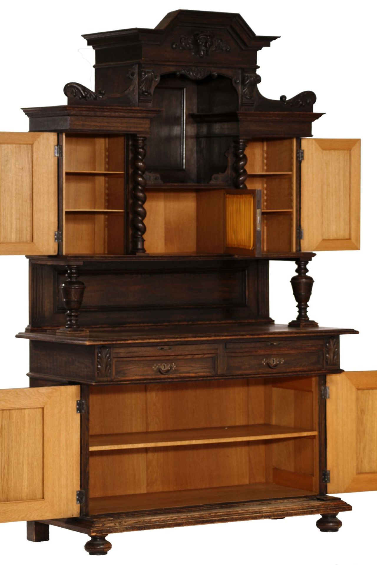 Essay buffet, German, around 1890, so-called Wilhelminian style, solid oak and partly veneered, - Bild 2 aus 5