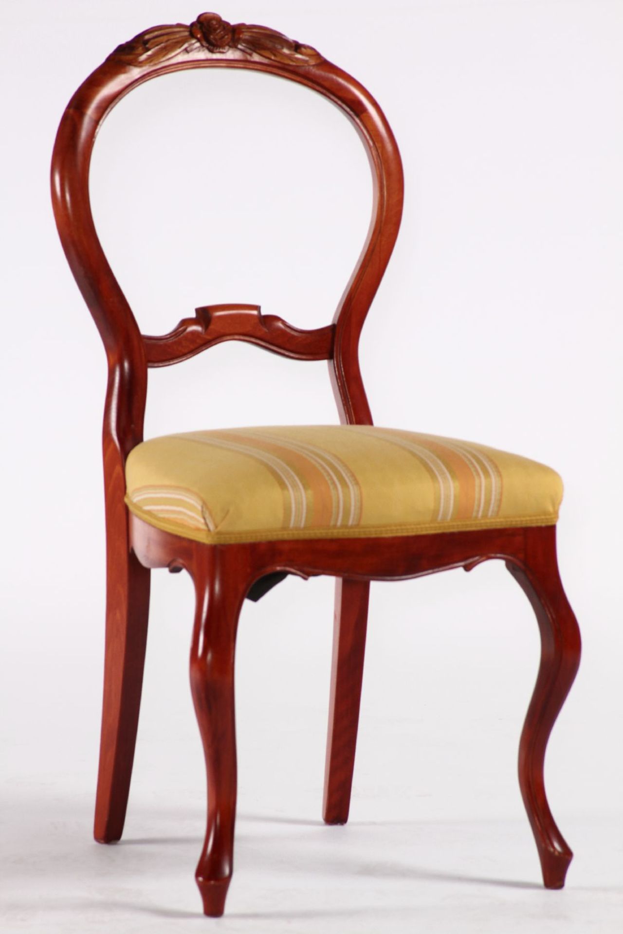 4 chairs, modeled on 1860, so-called spoon chairs, solid walnut frames, stained on cherrywood, - Bild 2 aus 3