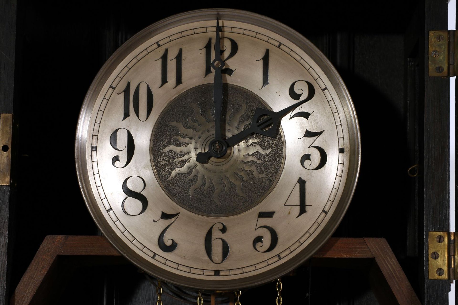 Clock, German, around 1890, so-called Wilhelminian style, solid oak and partly veneered, stained - Image 3 of 4