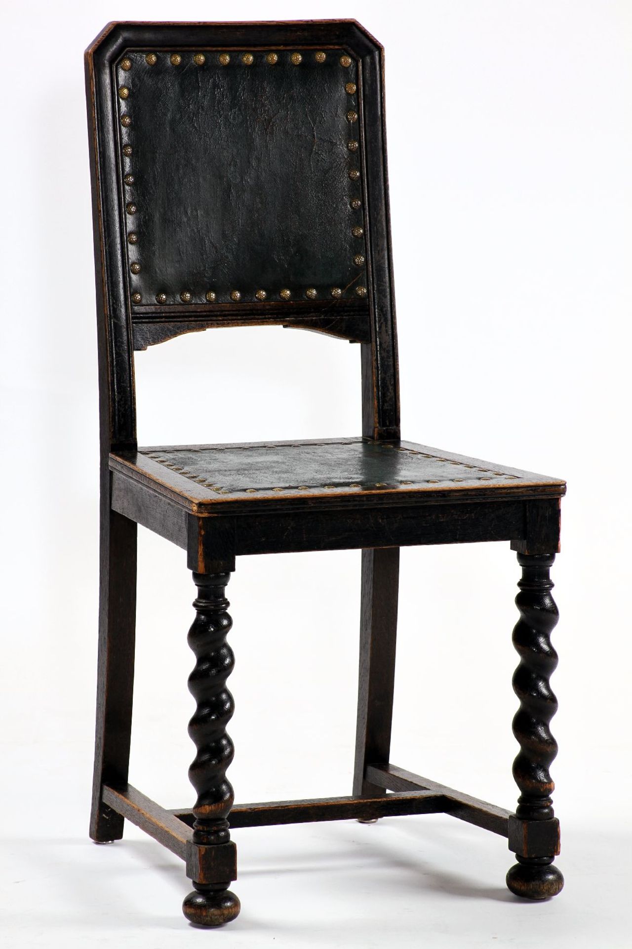 6 chairs, German, around 1890/1900, frames solid oak, blackened, good middle-class furniture, spiral - Bild 2 aus 3