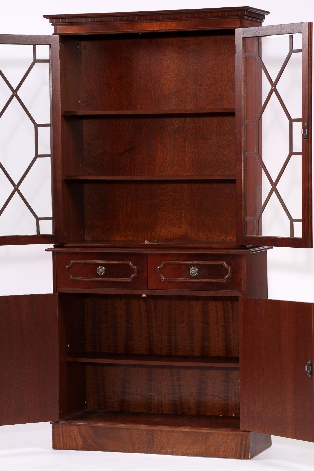 Display Case, in Sheraton style from 1780/90, 2 pieces, corpus partly Solid wood, mahogany and - Bild 2 aus 2