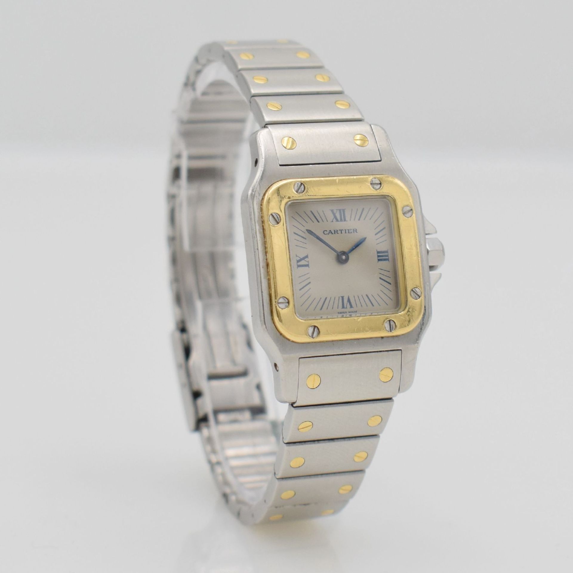 CARTIER Santos ladies wristwatch in stainless steel & 18k yellow gold, Switzerland around 1995, - Bild 5 aus 7