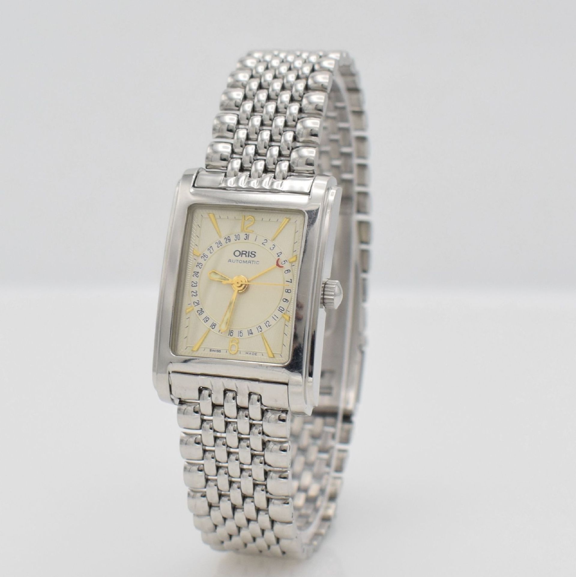 ORIS rectangular gents wristwatch, Switzerland around 1994, self winding, reference B7460, stainless - Bild 3 aus 6