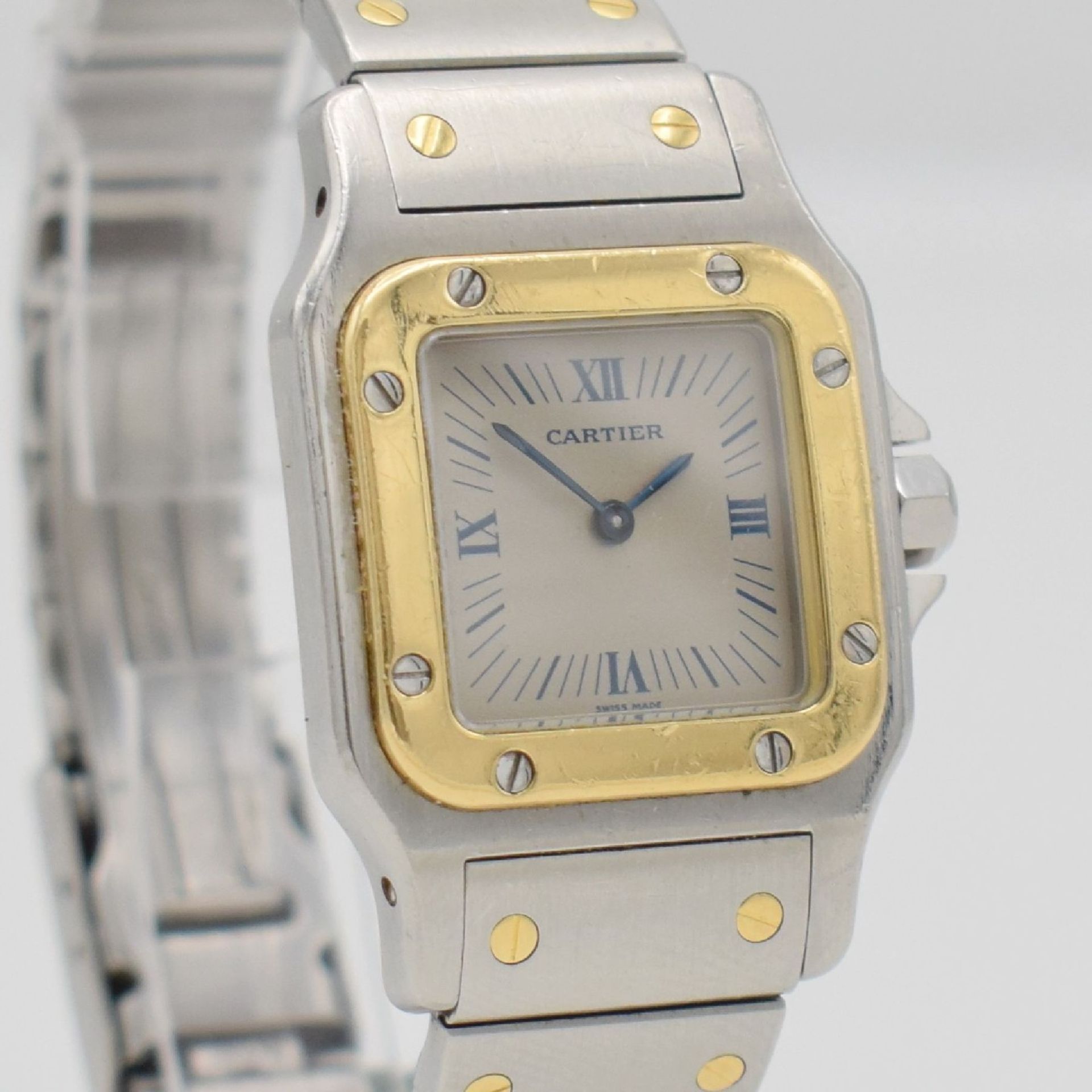 CARTIER Santos ladies wristwatch in stainless steel & 18k yellow gold, Switzerland around 1995, - Bild 6 aus 7