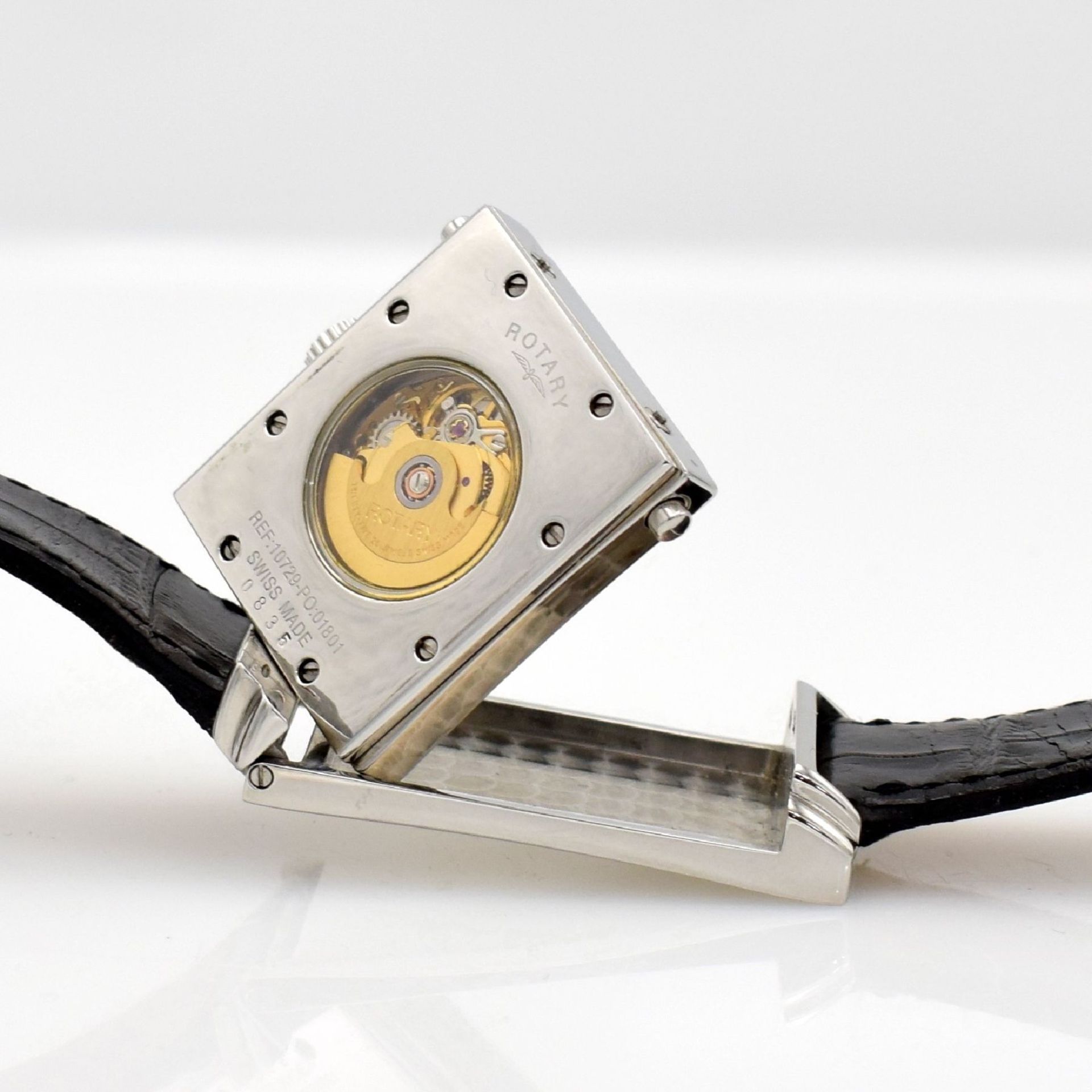 ROTARY rectangular rotating gents wristwatch in steel, Switzerland around 2001, self winding, on - Bild 6 aus 7