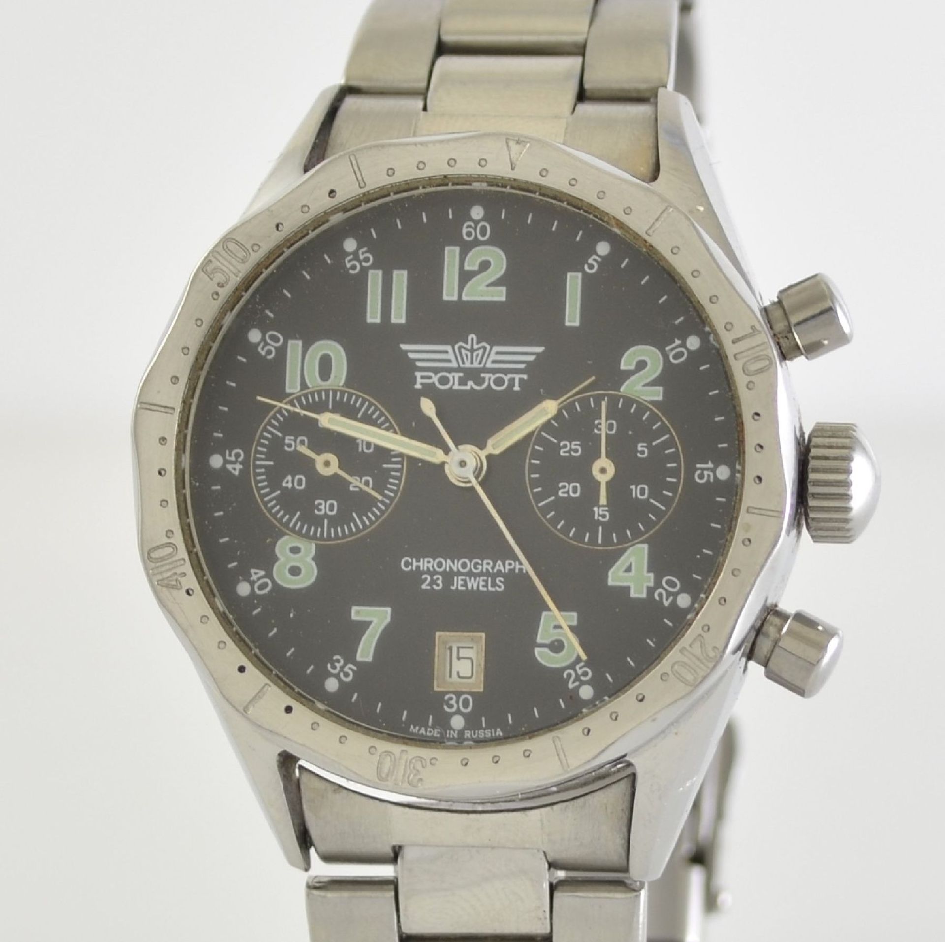 POLJOT chronograph, Russia around 1998, manual winding, stainless steel case including neutral - Bild 4 aus 6