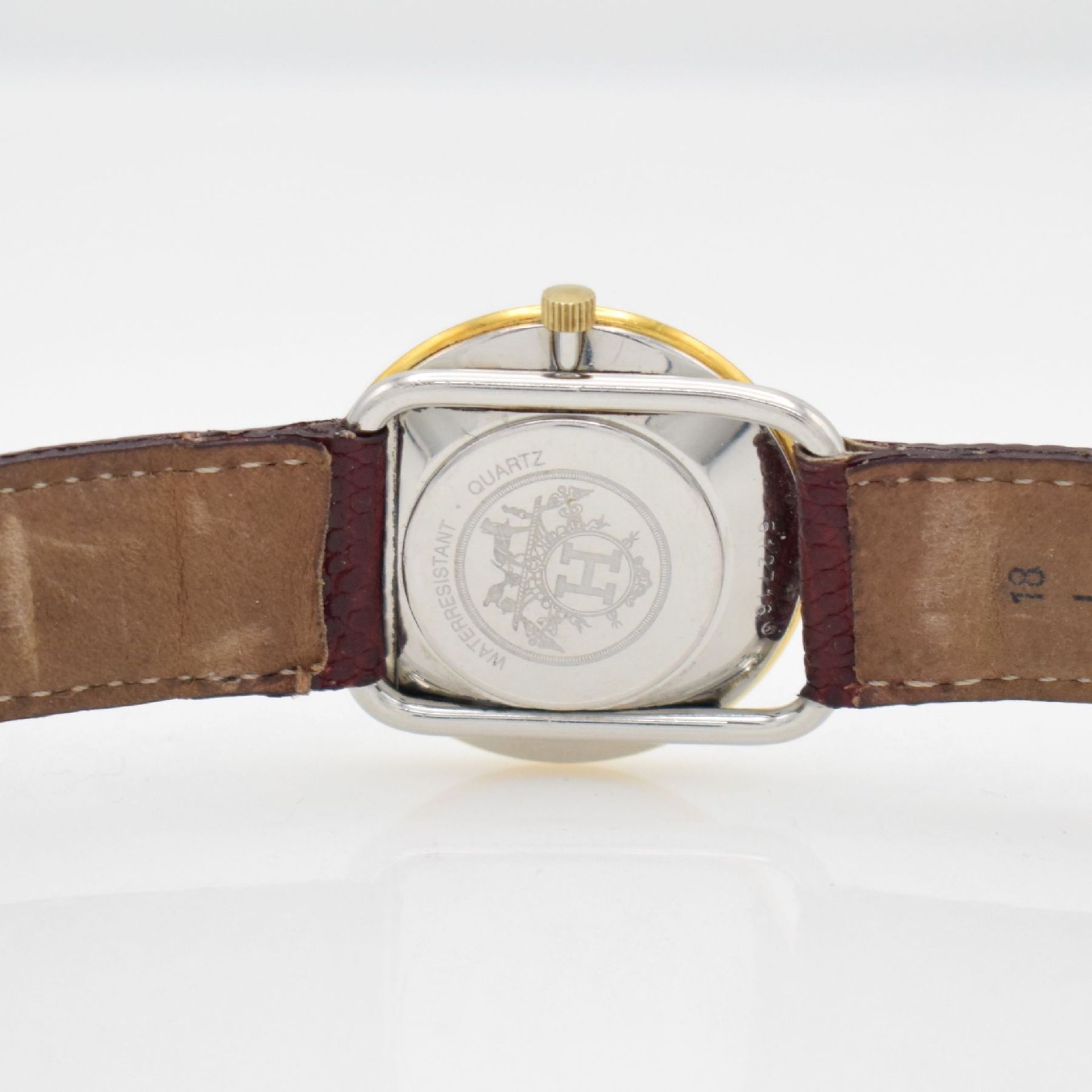 HERMES Paris wristwatch in stainless steel/gold, Switzerland around 2000, quartz, stylized lugs, - Bild 5 aus 5