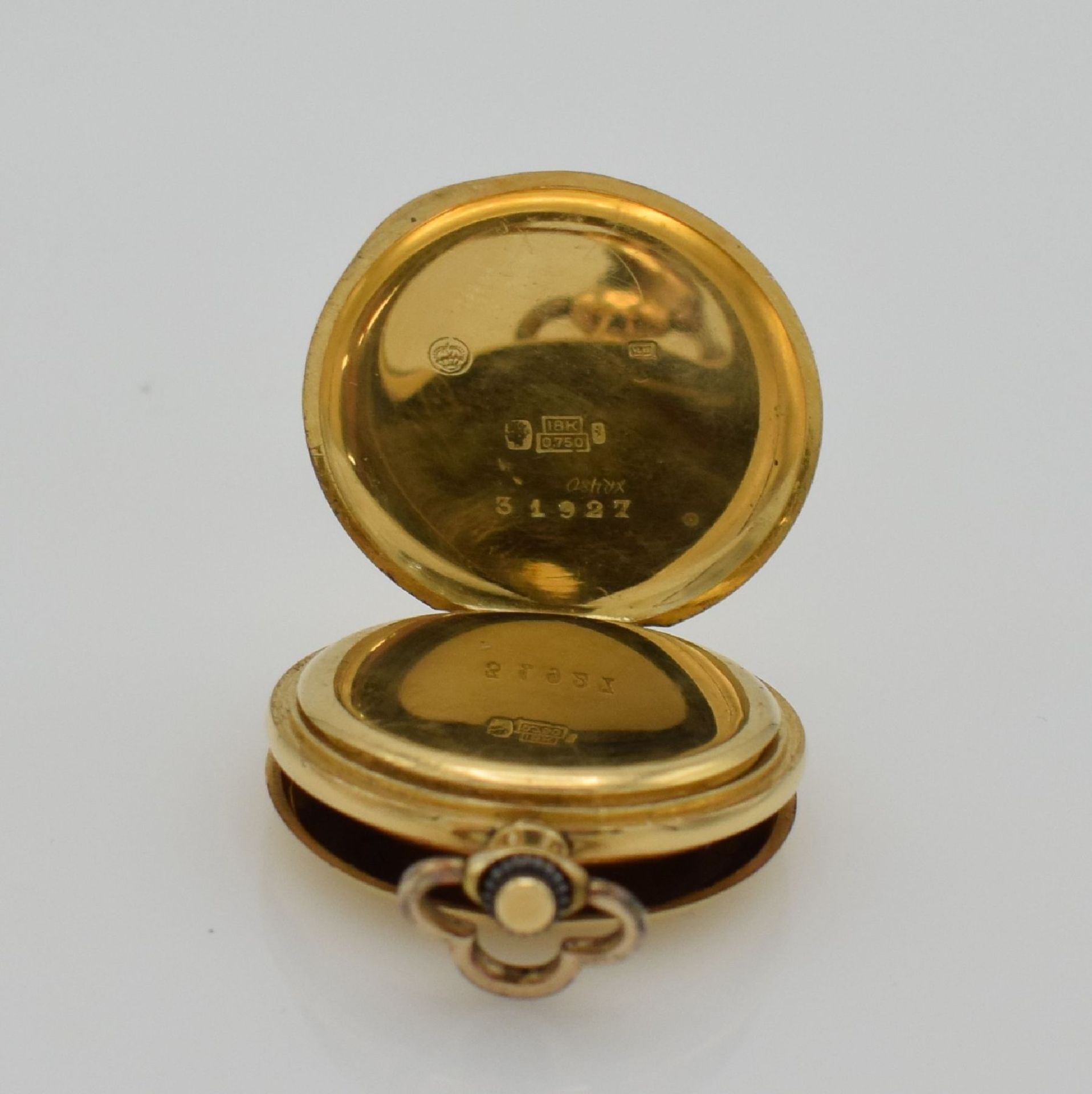 Set of 2 18k & 14k yellow gold ladies hunting cased pocket watches, Switzerland around 1890, both - Bild 5 aus 9