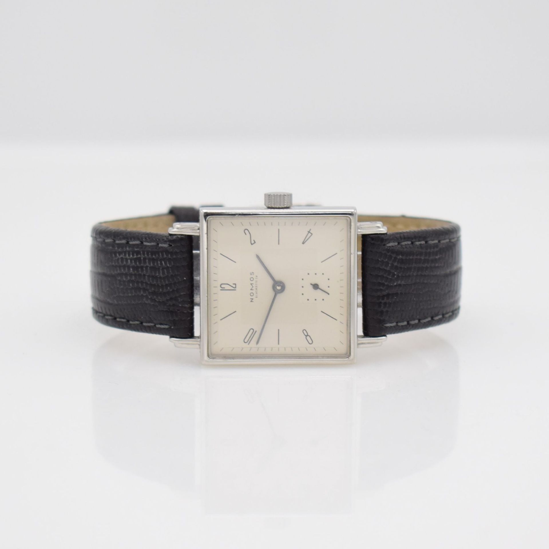 NOMOS gents wristwatch Tetra, Germany 2000, manual winding, two-piece construction stainless steel