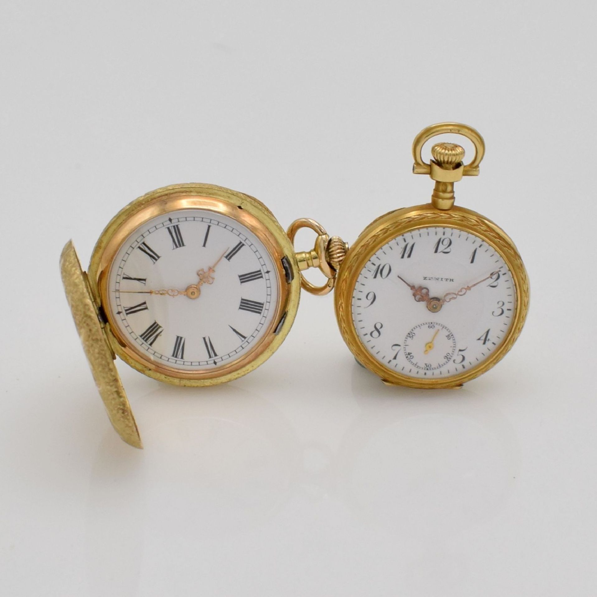 ZENITH / anonymous 2 gold ladies pocket watches, Switzerland around 1910, 1 x Zenith, open &