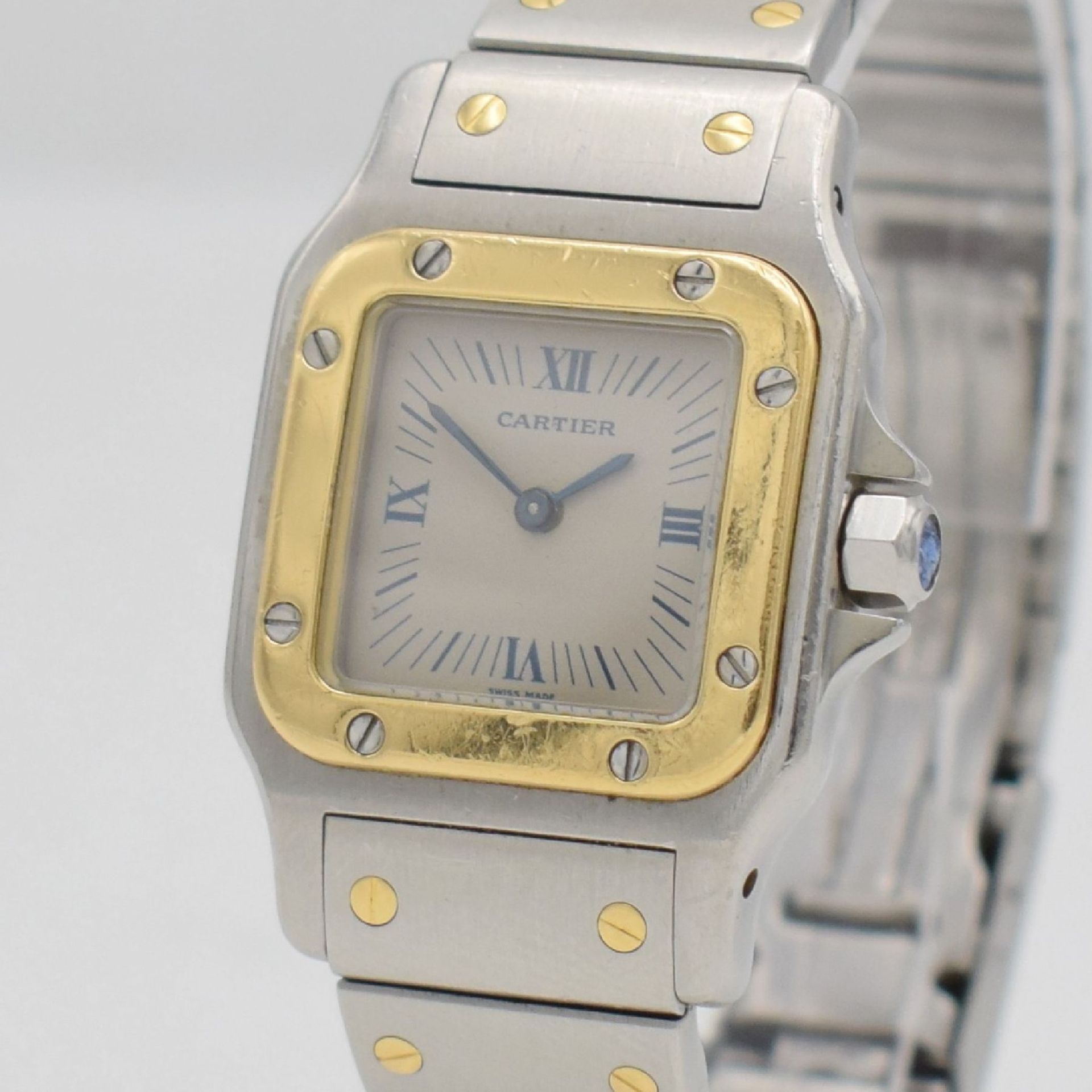 CARTIER Santos ladies wristwatch in stainless steel & 18k yellow gold, Switzerland around 1995, - Bild 4 aus 7