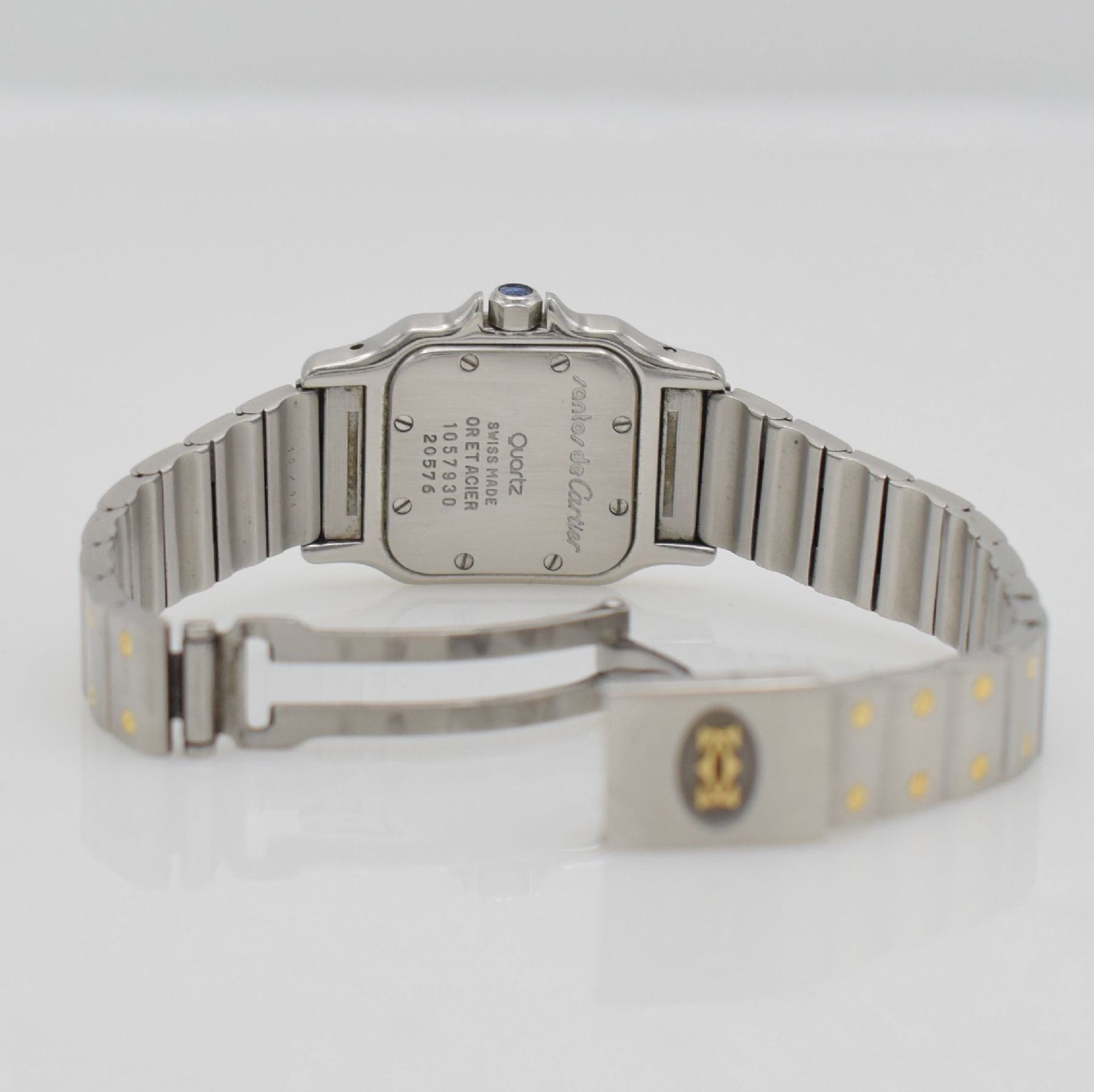 CARTIER Santos ladies wristwatch in stainless steel & 18k yellow gold, Switzerland around 1995, - Bild 7 aus 7