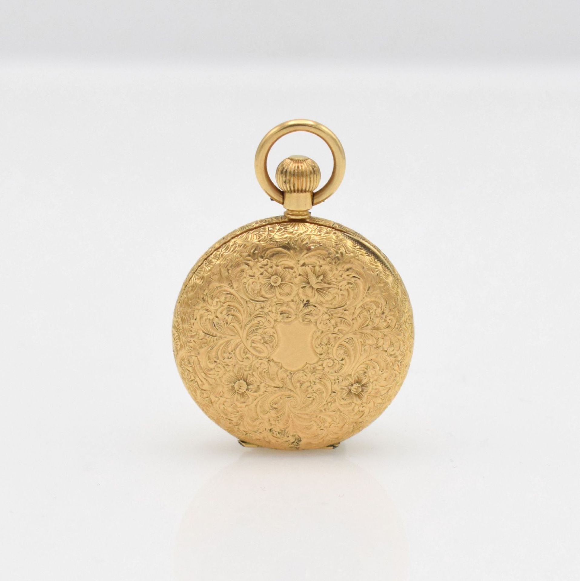 15k yellow gold ladies half-hunter pocket watch with 8k yellow gold chain, England/Switzerland - Bild 4 aus 9