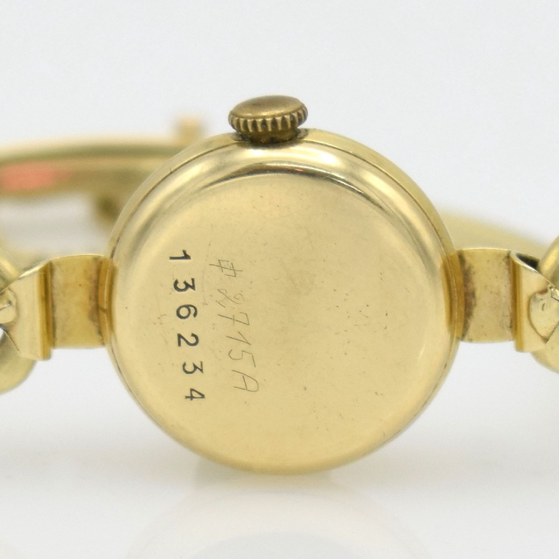 BEHA 14k yellow gold ladies wristwatch Switzerland/Germany around 1950, manual winding, pressed down - Bild 5 aus 5