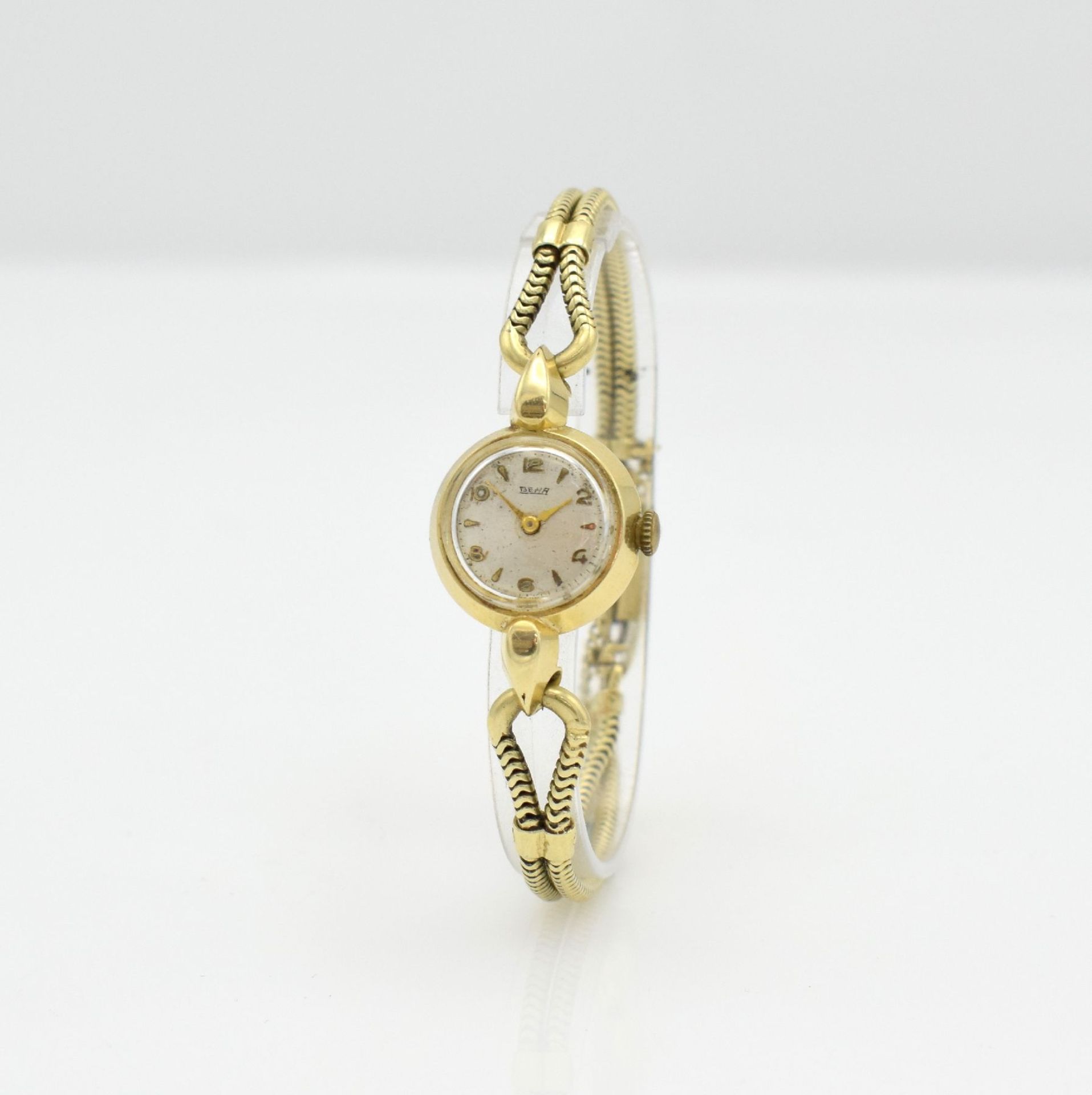 BEHA 14k yellow gold ladies wristwatch Switzerland/Germany around 1950, manual winding, pressed down - Bild 3 aus 5