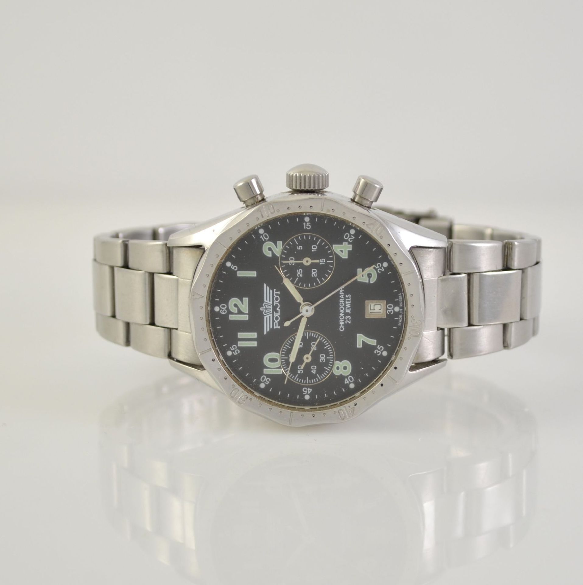 POLJOT chronograph, Russia around 1998, manual winding, stainless steel case including neutral