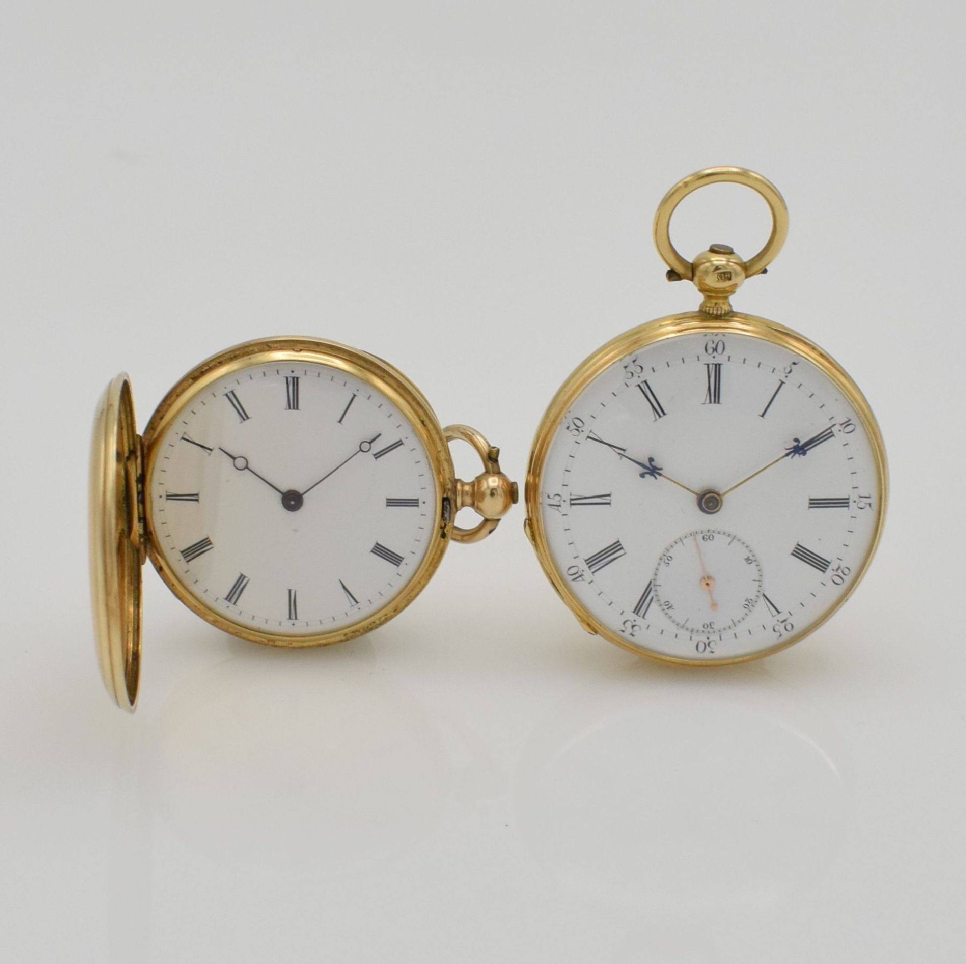 Set of 2 ladies gold pocket watches, Switzerland around 1860, key winding, 1 x Hy. Moser & Cie / J. - Bild 2 aus 14