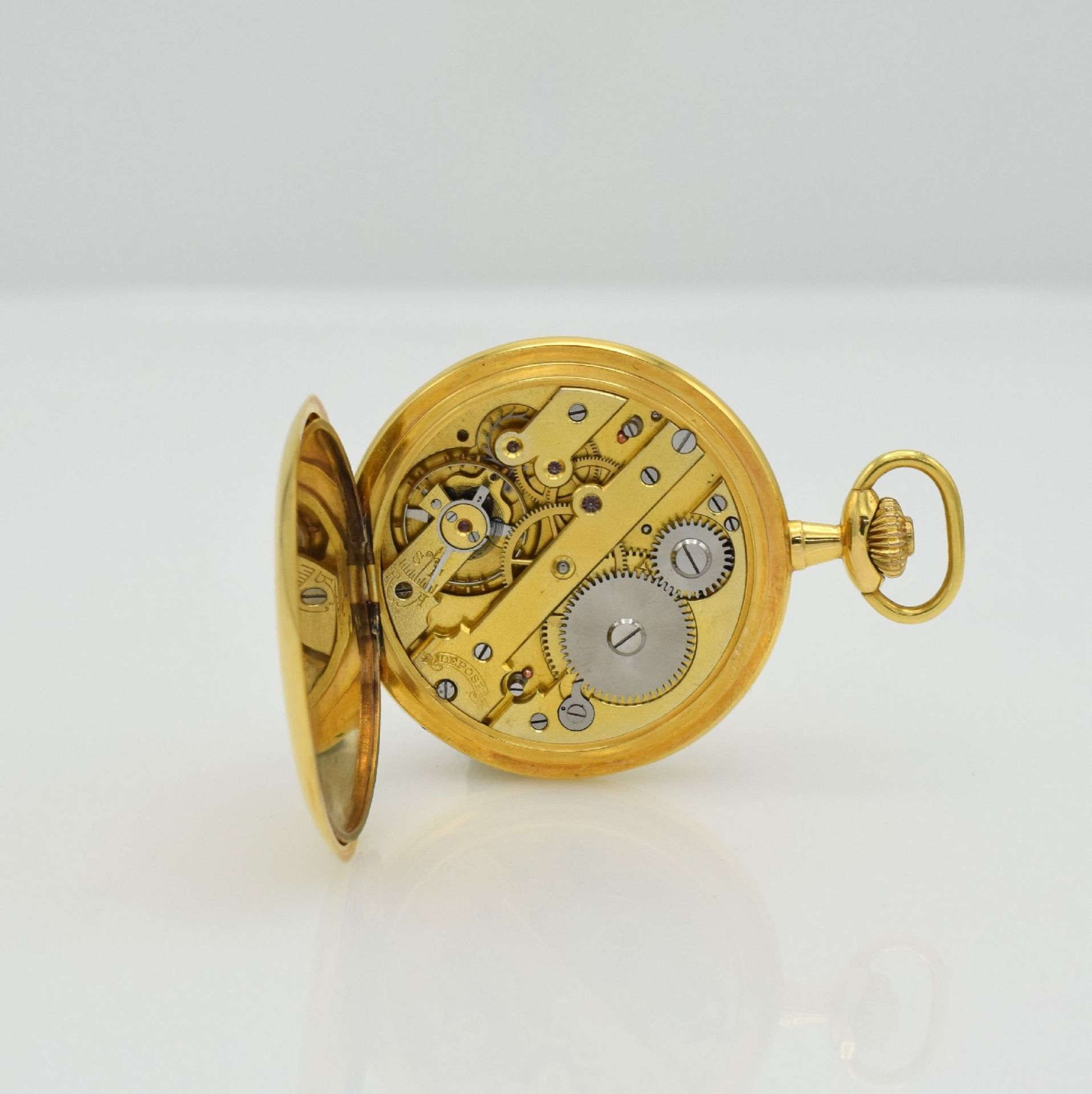 PERFECTA 14k yellow gold hunting cased pocket watch including 8k pink gold chain, Switzerland around - Bild 8 aus 9