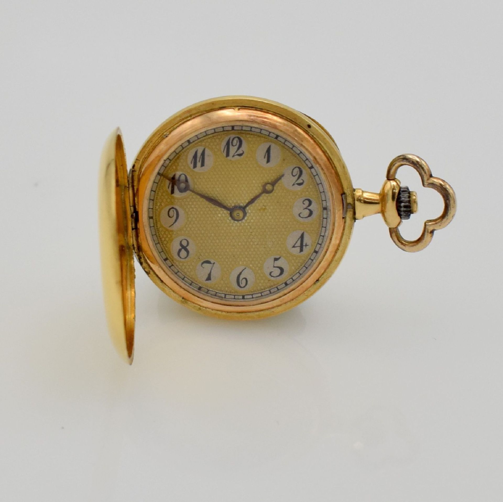 Set of 2 18k & 14k yellow gold ladies hunting cased pocket watches, Switzerland around 1890, both - Bild 3 aus 9