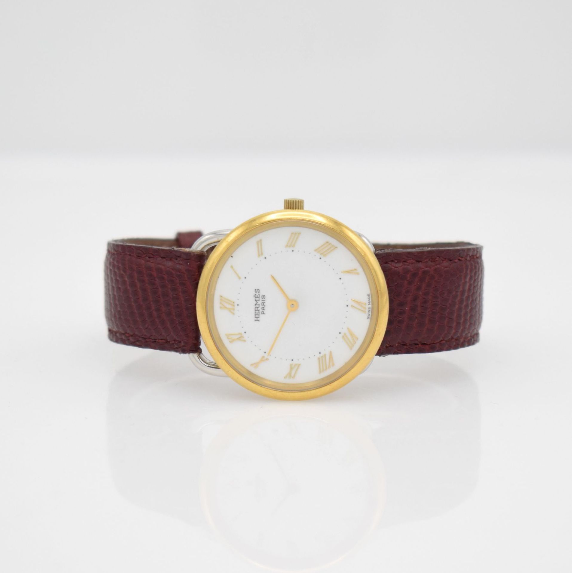 HERMES Paris wristwatch in stainless steel/gold, Switzerland around 2000, quartz, stylized lugs,