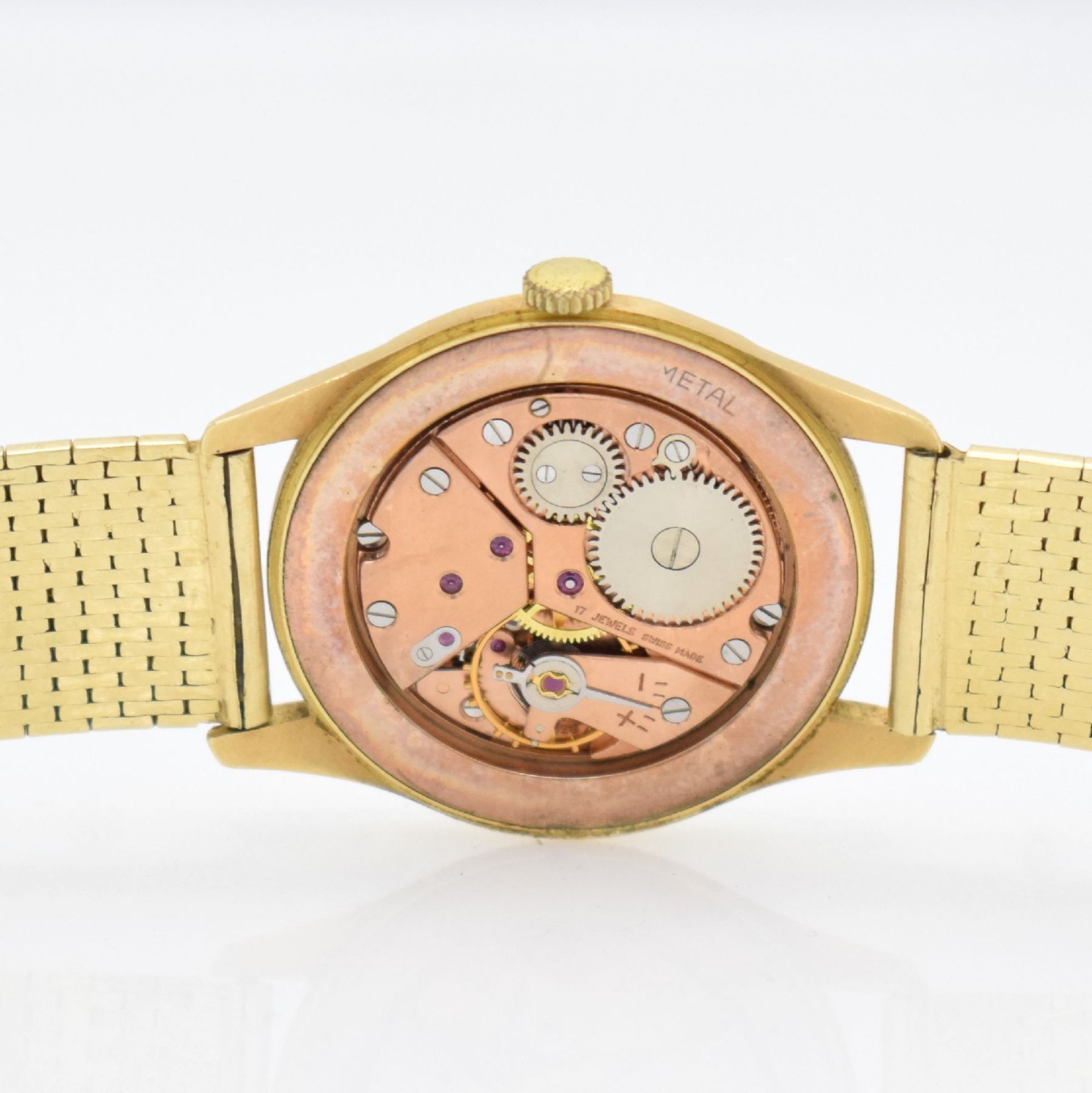 BERNINA 18k yellow gold gents wristwatch with 14k yellow gold bracelet, Switzerland around 1960, - Bild 7 aus 7