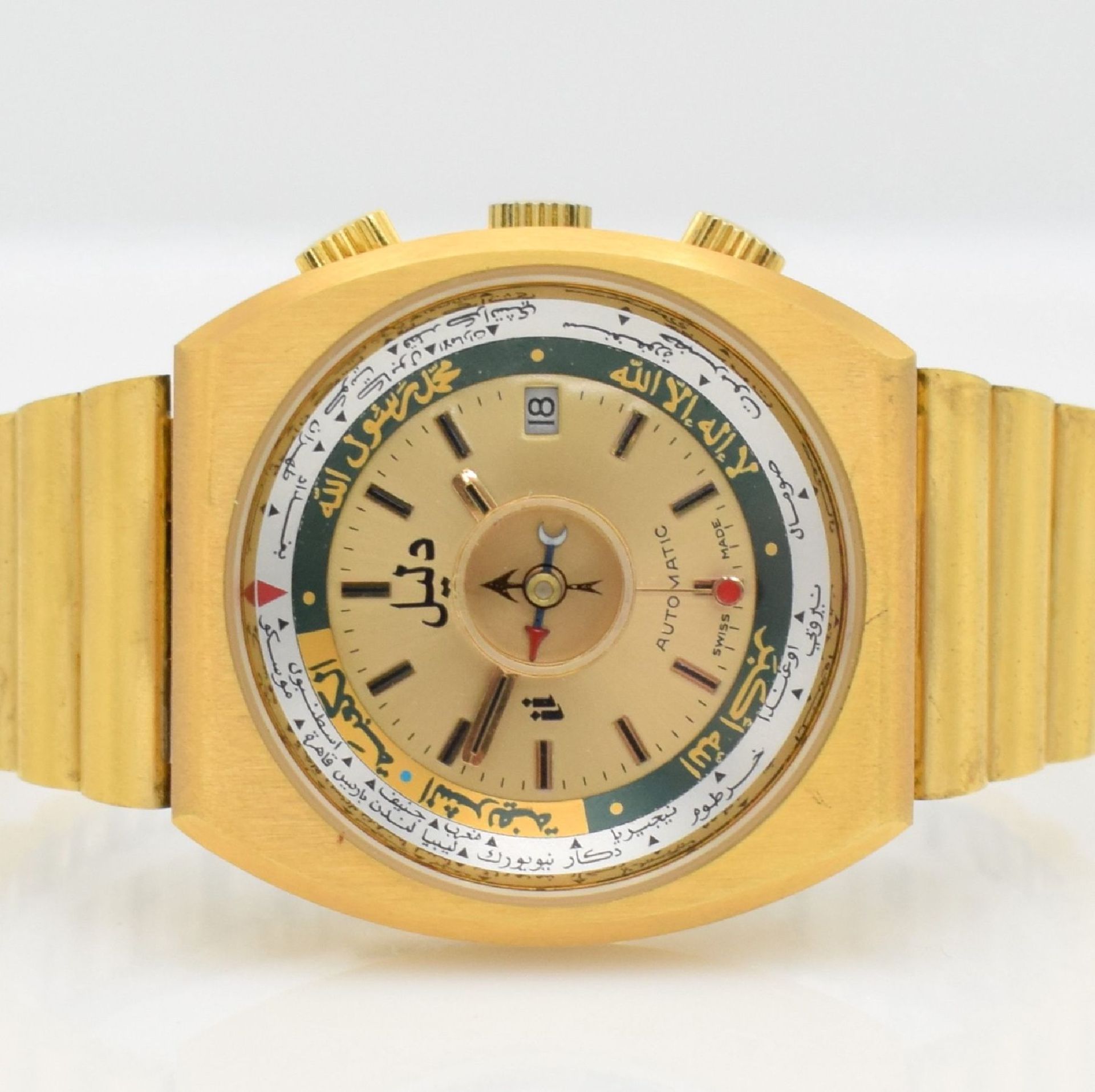 DALIL Moslems-Watch unworn gents wristwatch with compass, Switzerland around 1975, self winding, - Bild 2 aus 5
