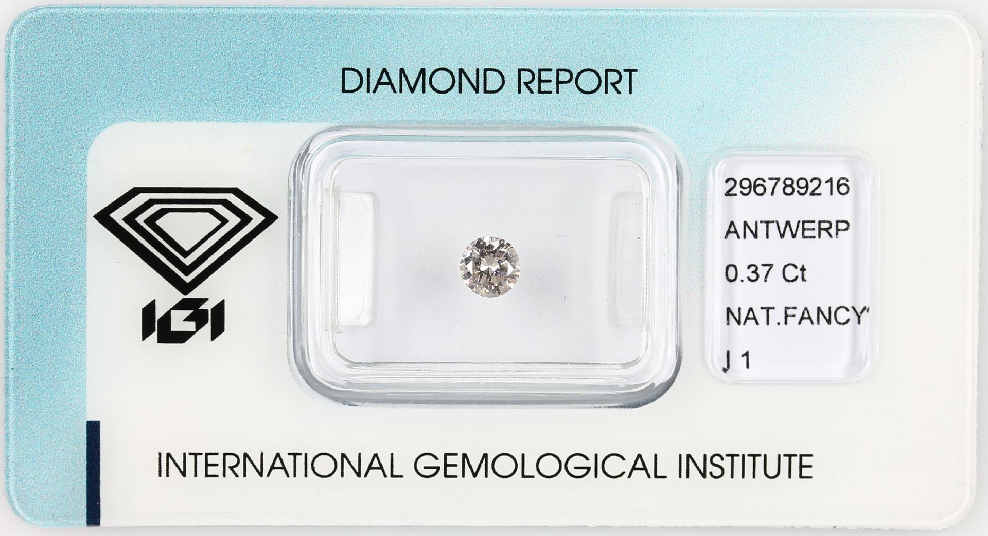 Sealed brilliant 0.37 ct , natural Fancy Light Brownish Pink/p 1, IGI expertise Valuation Price: