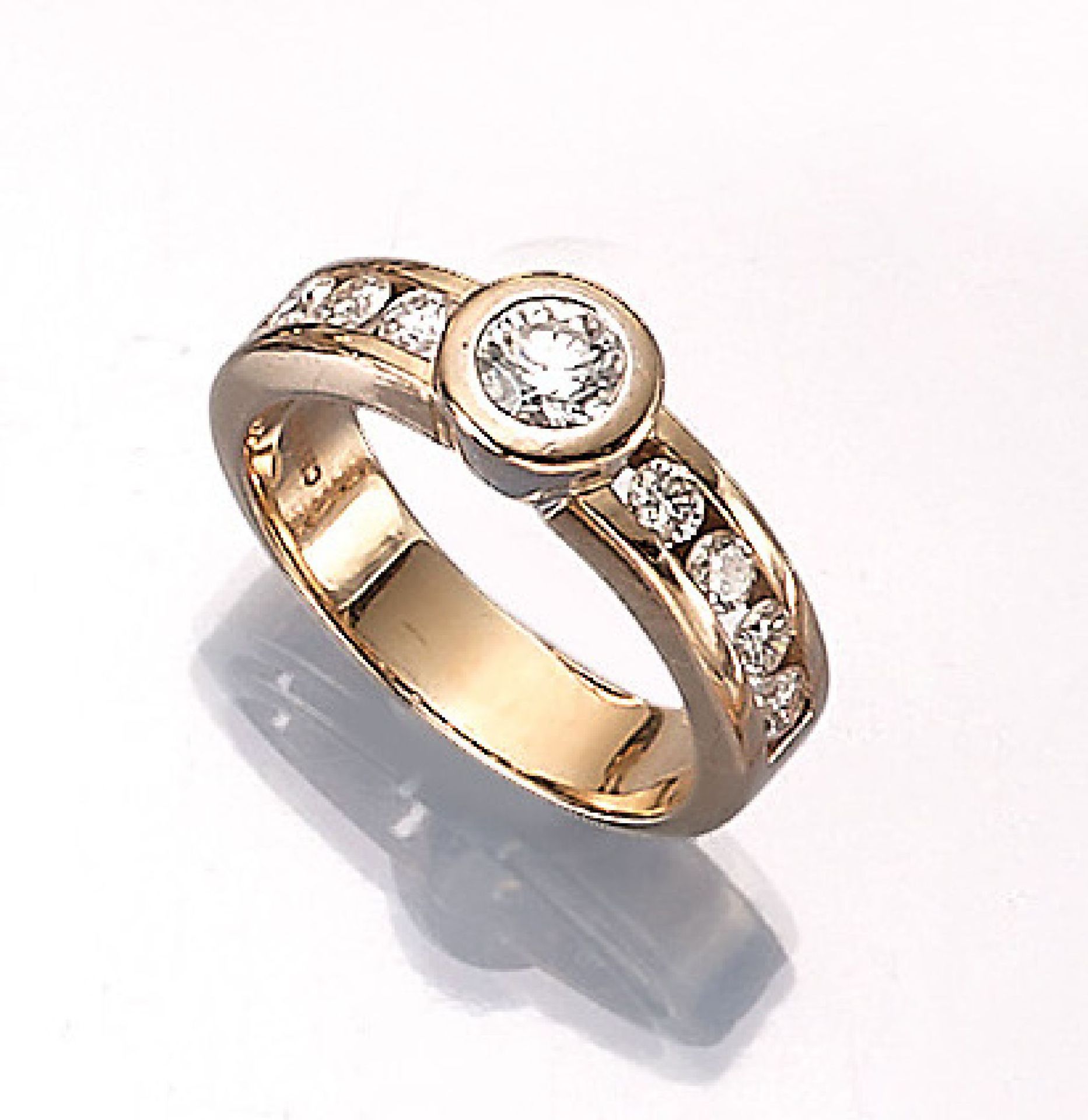 14 kt gold CHRIST ring with brilliants , YG/WG 585/000, brilliant approx. 0.50 ct Wesselton/vs,