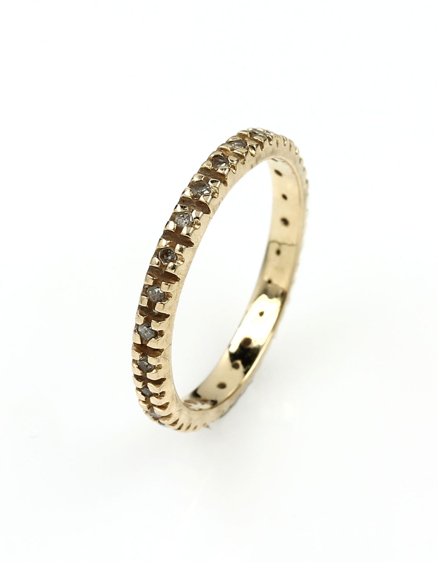 14 kt gold memoryring with diamonds , YG 585/000, diamonds total approx. 0.25 ct Wesselton/si-p1,