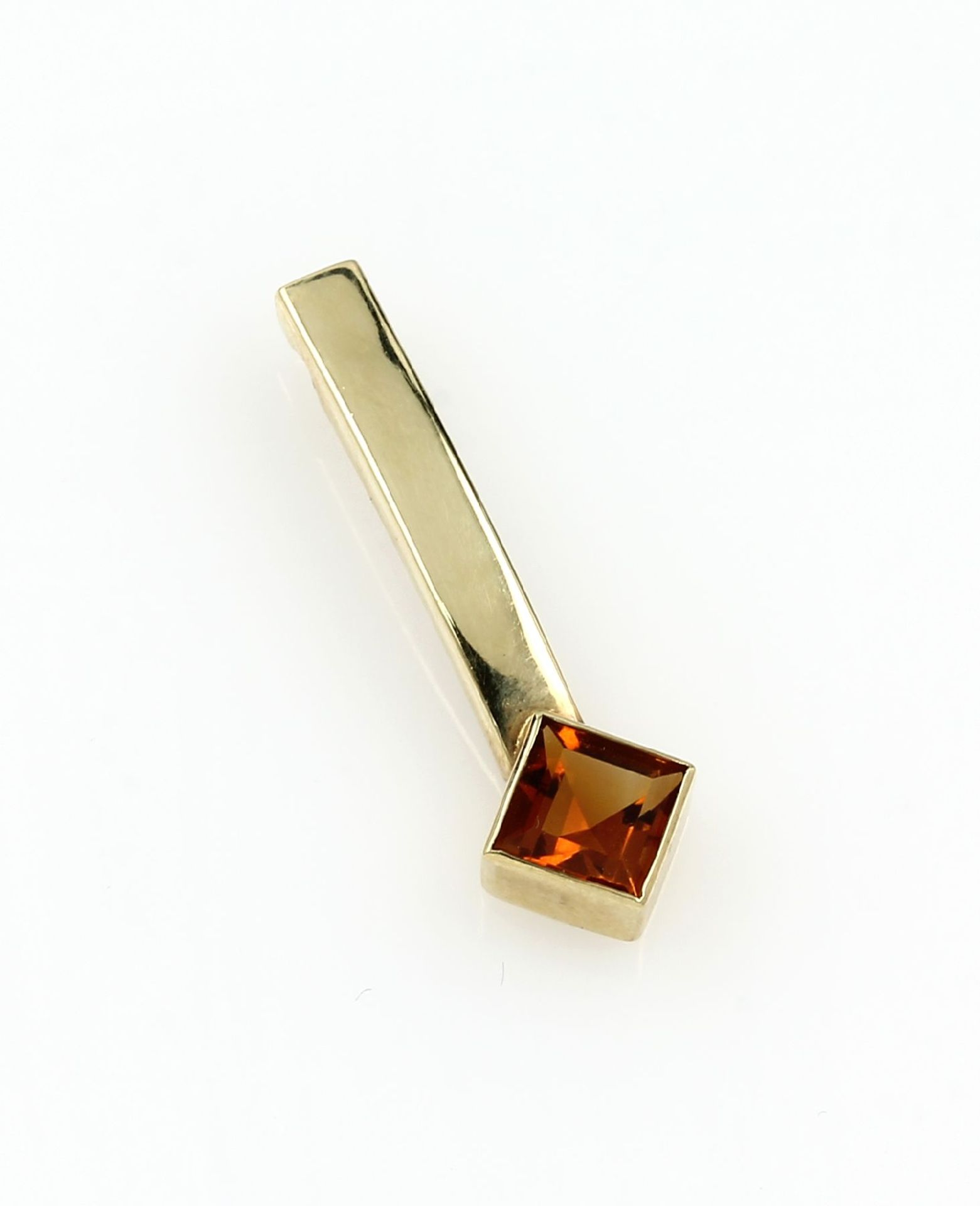 14 kt gold pendant with citrine , YG 585/000, bevelled citrine square, nice colour,l. approx. 2.5