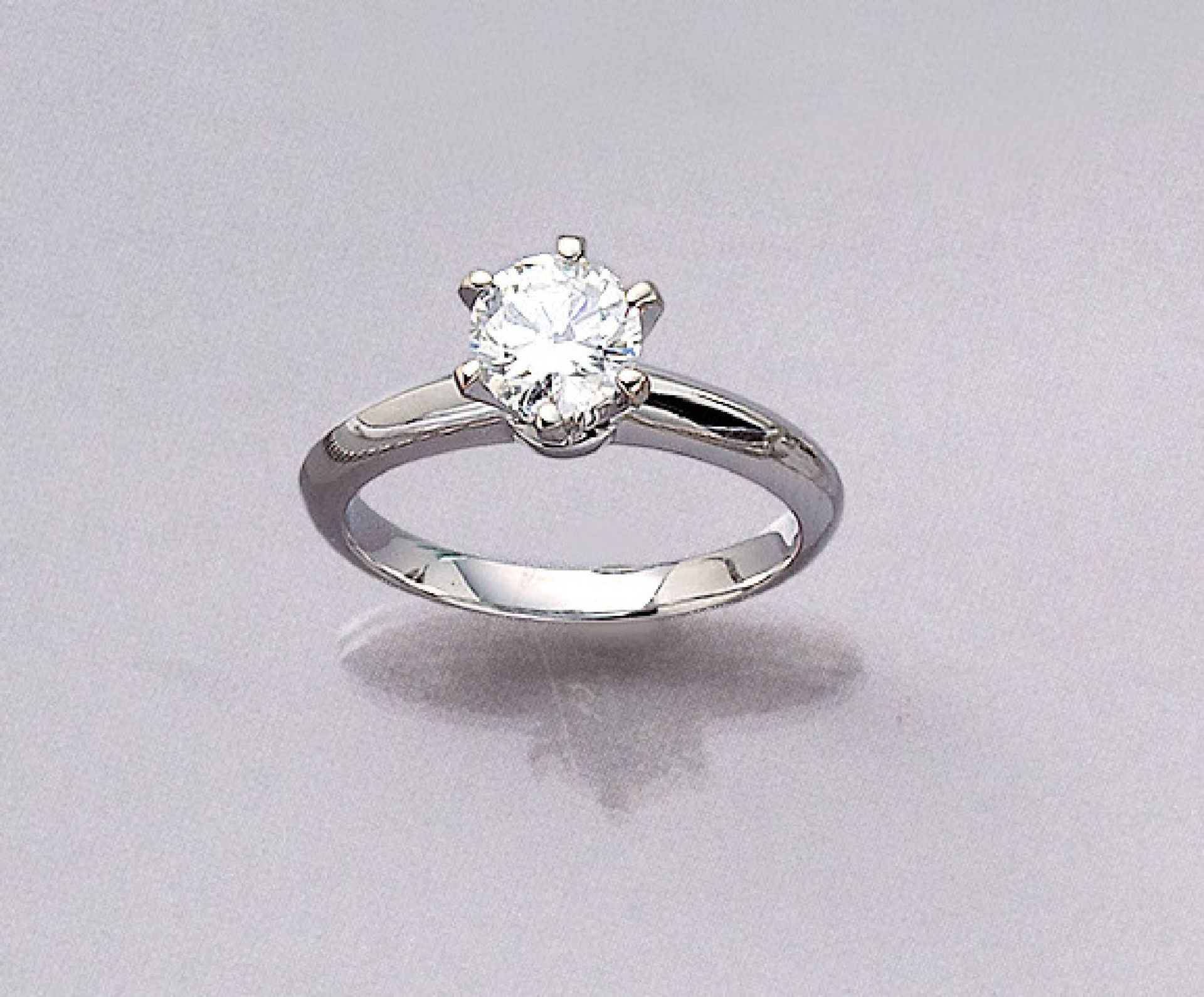 14 kt gold ring with brilliant , WG 585/000,centered brilliantsolitaire 1 ct Top Wesselton(F)/