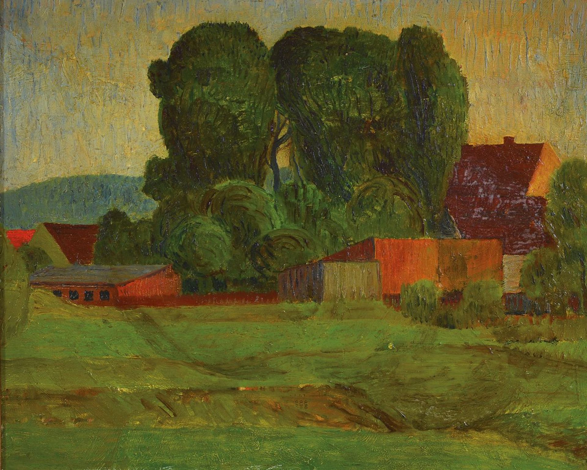 Willi Hertlein, 1908 - 1968, Franconian landscape, oil / painting cardboard, around 1930,