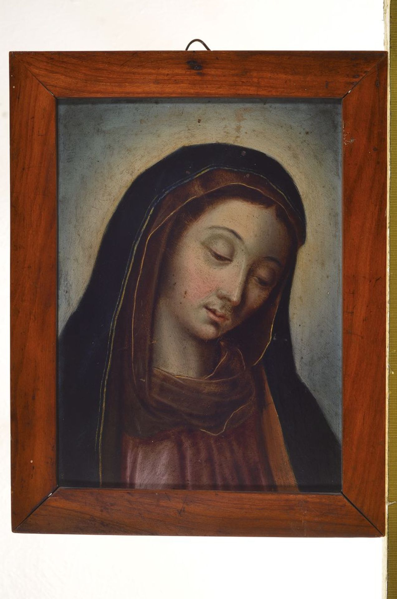 Devotional or votive picture, German, around 1830, Madonna, oil / copper plate, approx. 23x17cm, - Bild 2 aus 2