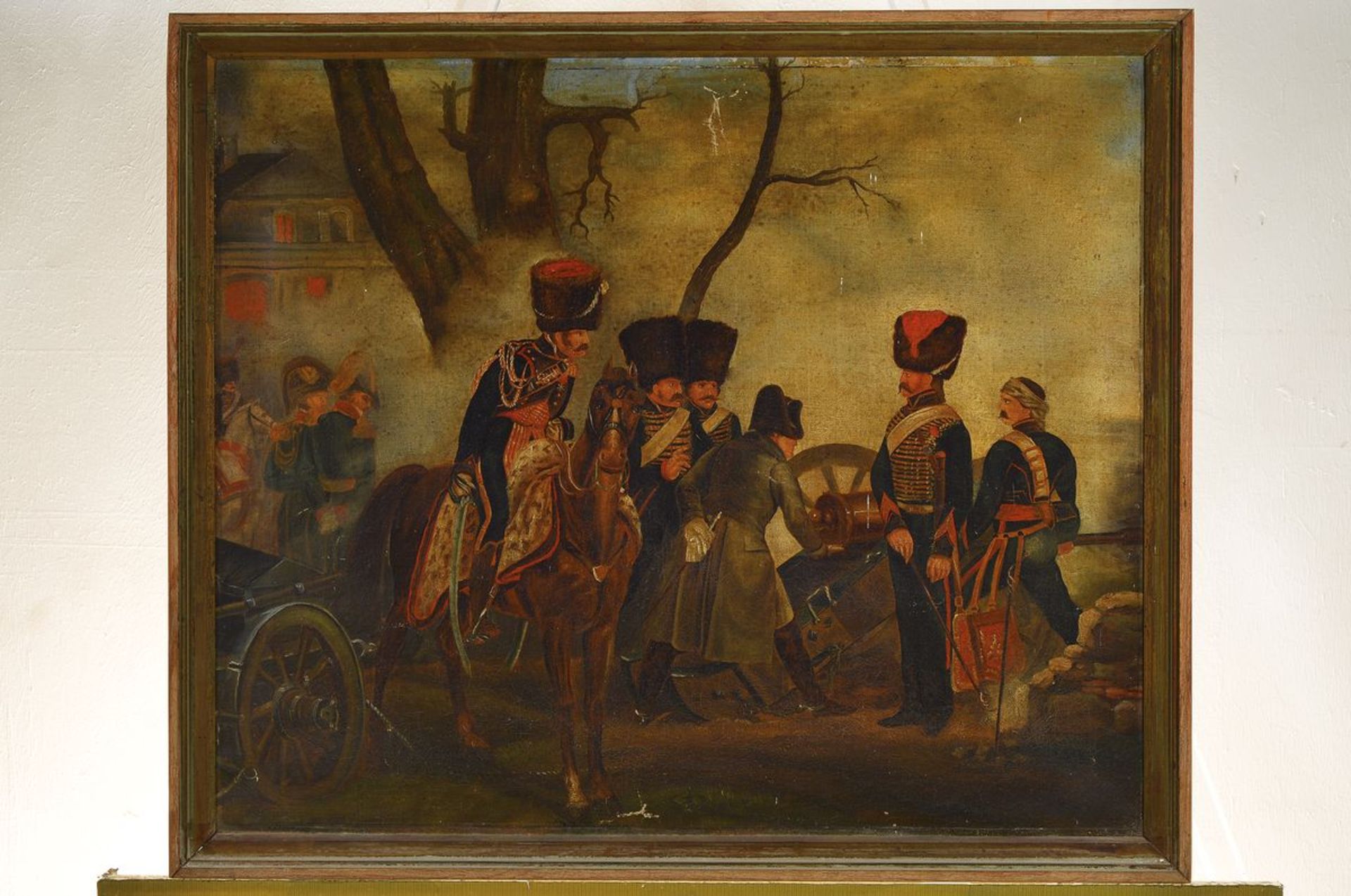 Unidentified artist, probably France, around 1830, Napoleon Bonaparte inspecting a cannon, oil / - Bild 2 aus 2