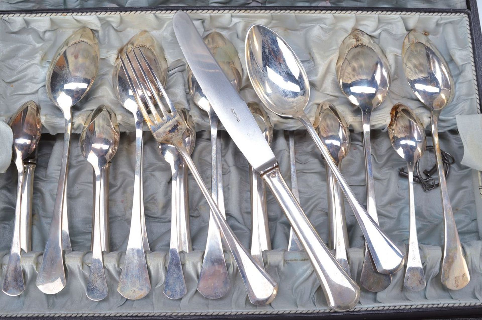 cutlery for 6 people, German, around 1910, 800silver, with second Czech stamp, 6 knives, 6 forks,