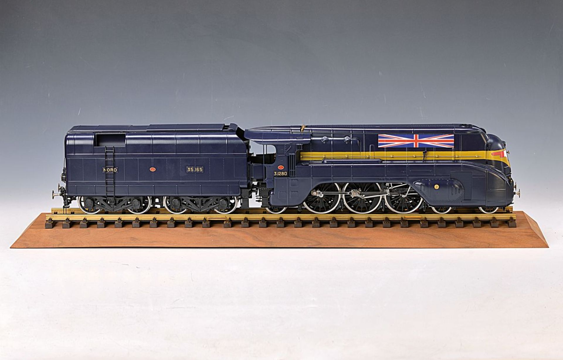 Model Locomotive Bockholt, Nord Pacific, No. 3.1280, flow lines execution with decorative ribbon and