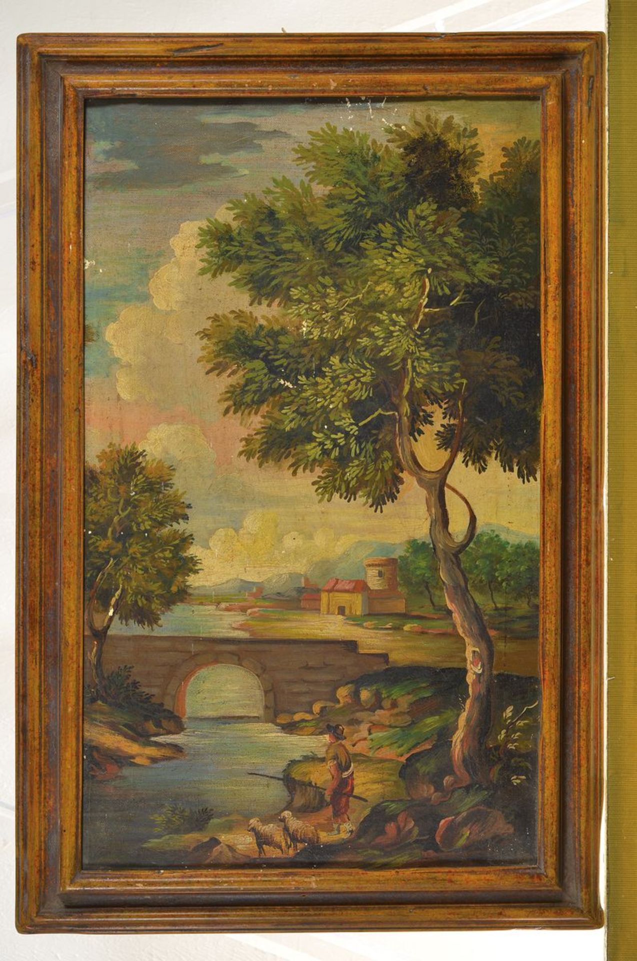 Unidentified artist, around 1900, after a model around 1780, Ideal Italian landscape, oil / - Bild 2 aus 2