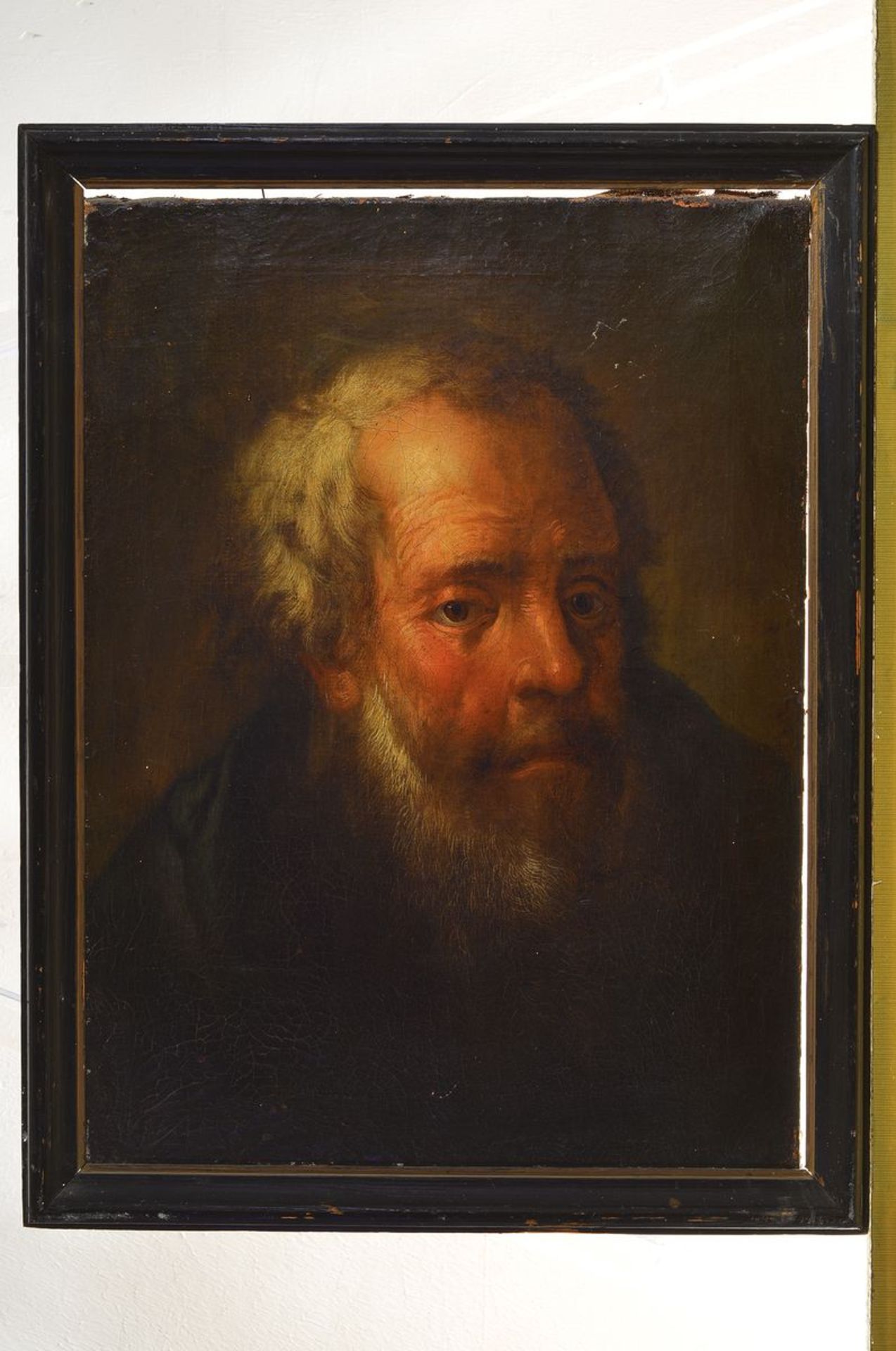 Unidentified artist, German, 18th C., portraitof a bearded man, oil / canvas, with traces ofage, - Bild 2 aus 2