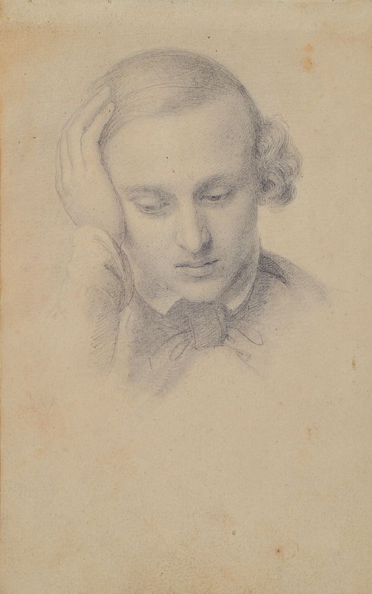 Attribution: Johann von Schraudolph, 1808- 1879, two pencil drawings from a sketchbook, thoughtful