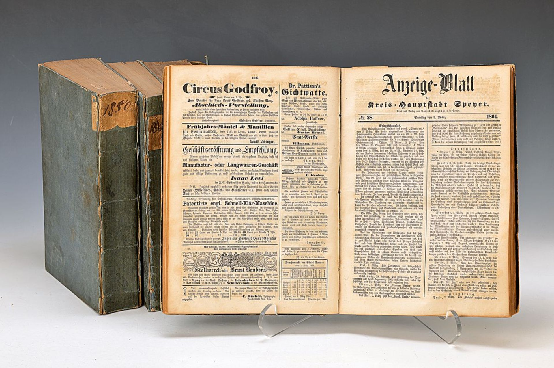 3 books: Neue Speyerer Zeitung, volume Marz 1848 until Dec. 1848, January 1849 - Dec. 1849 and