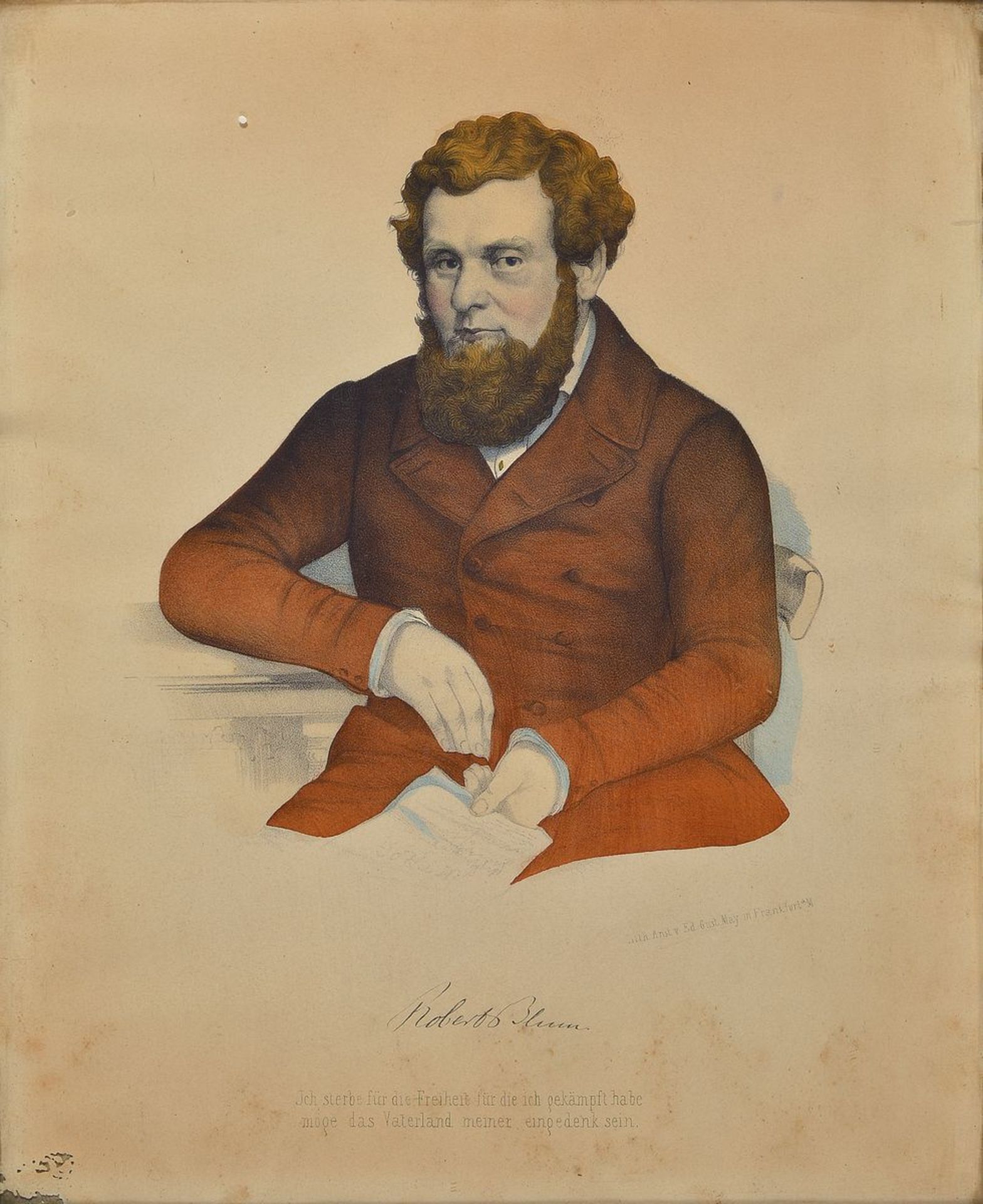 Lithograph, german, around 1840-50, portrait of the politician, publicist, publisher and poet Robert