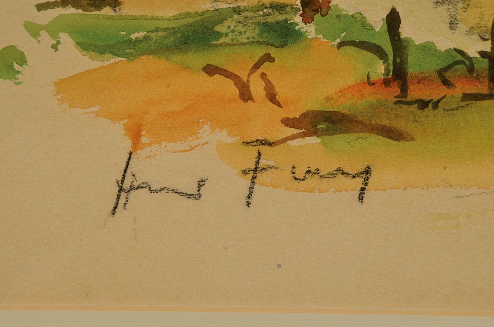 Hanns Fay, 1888 Frankenthal-1957 Neustadt, landscape, watercolor on paper, signed lower left, - Bild 2 aus 2