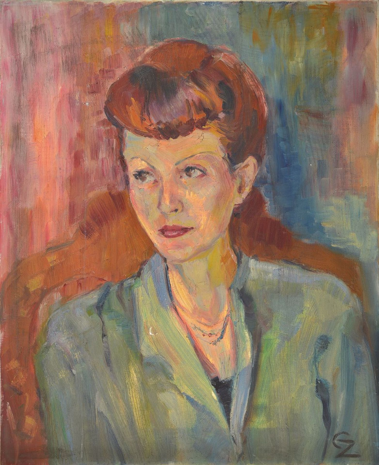 Fritz Zolnhofer, 1896 Wolfstein-1965 Saarbrücken, portrait of Gerlinde Hess from Speyer, oil /