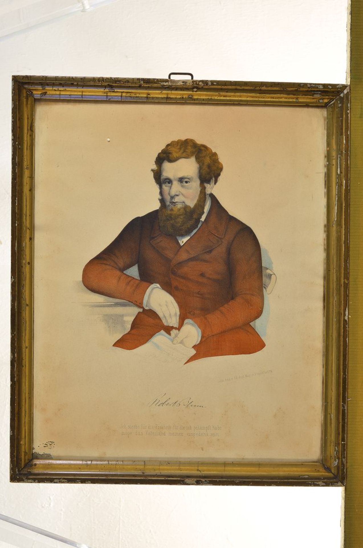 Lithograph, german, around 1840-50, portrait of the politician, publicist, publisher and poet Robert - Bild 3 aus 3