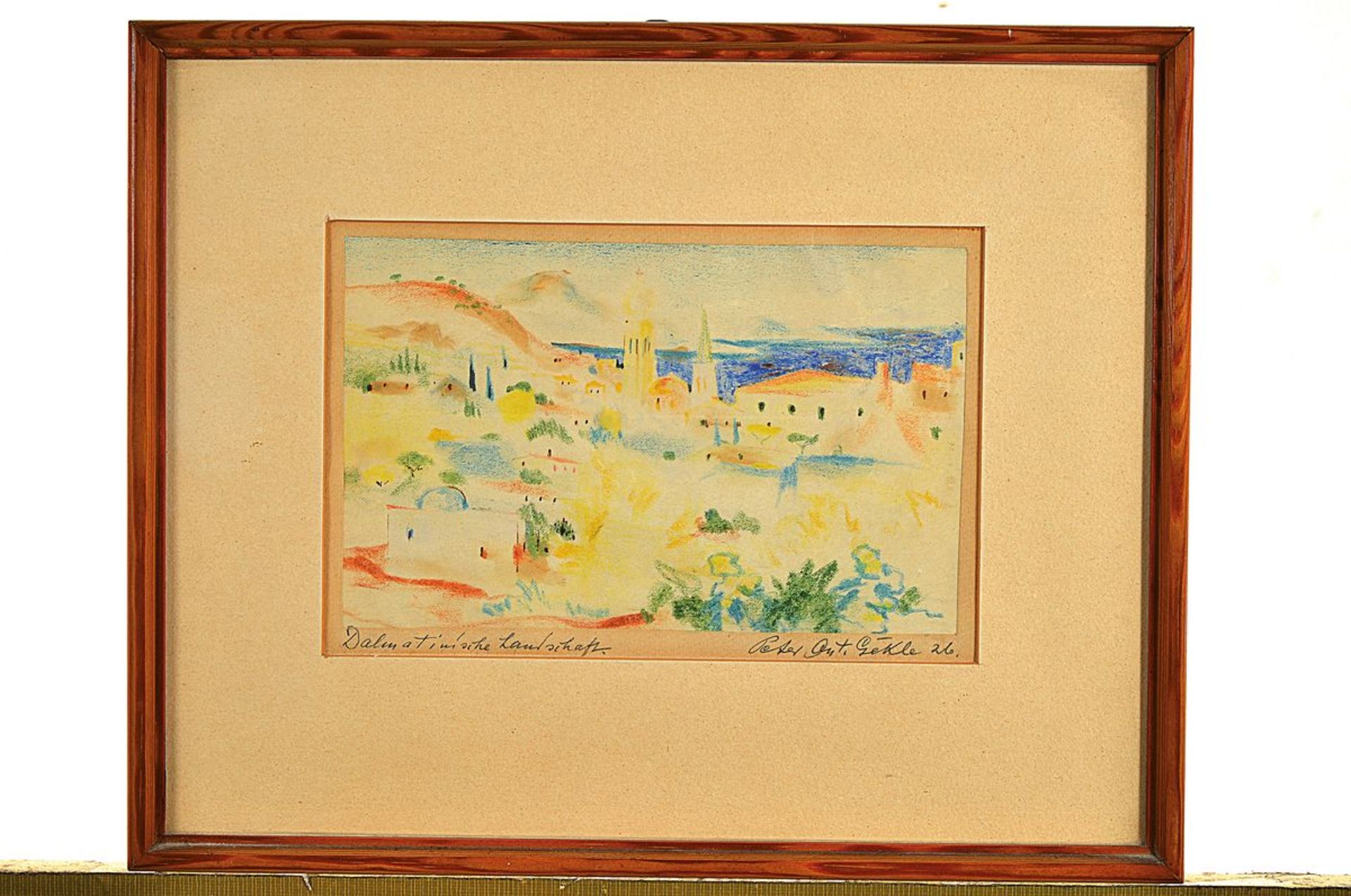 Peter Anton Gekle, born 1899, Dalmatian landscape, colored pencil drawing from 1926, on the underlay - Bild 3 aus 3