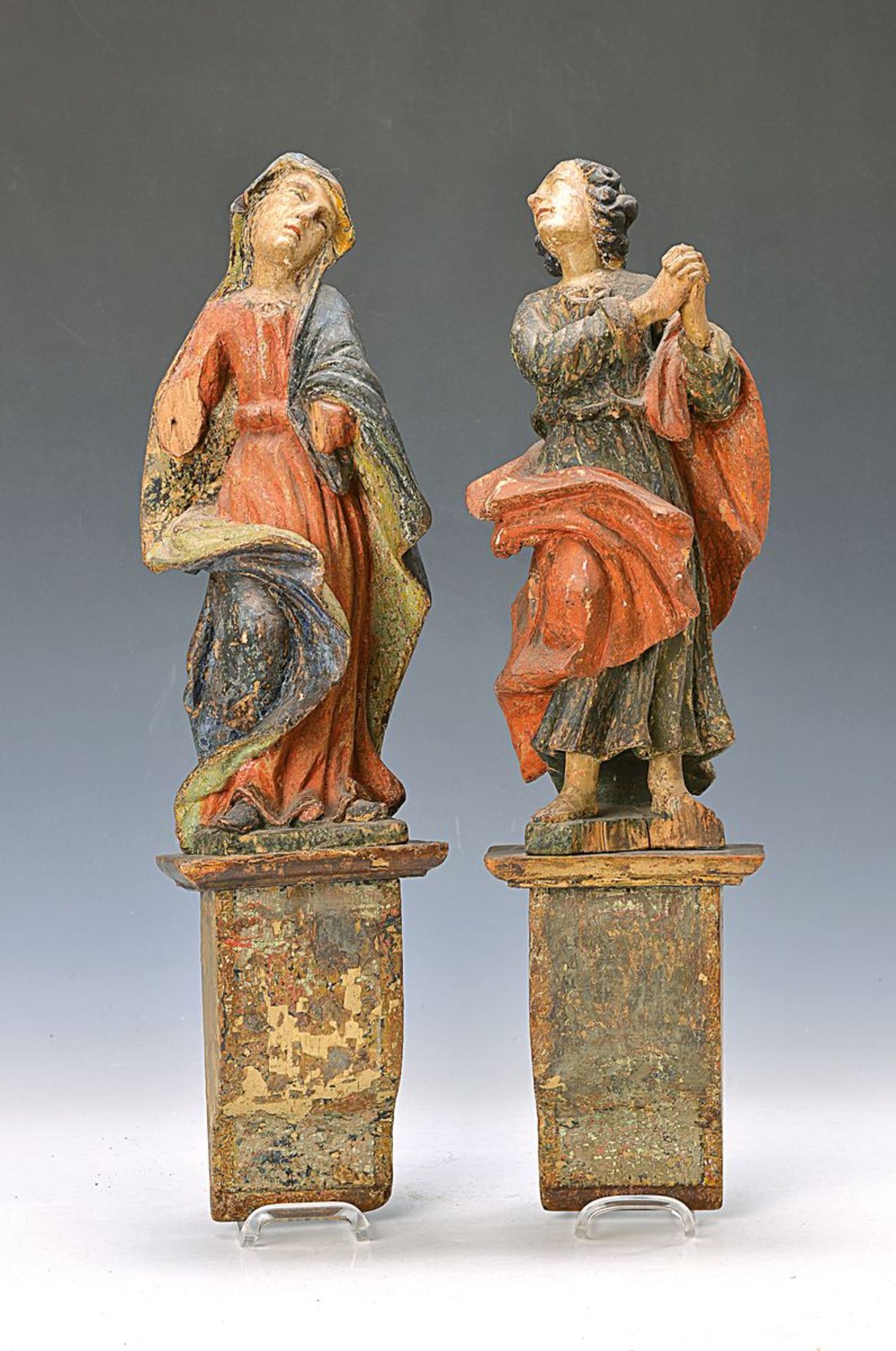 two sculptures of saints, Southern Germany around 1800, probably part of a hill Calvary group,