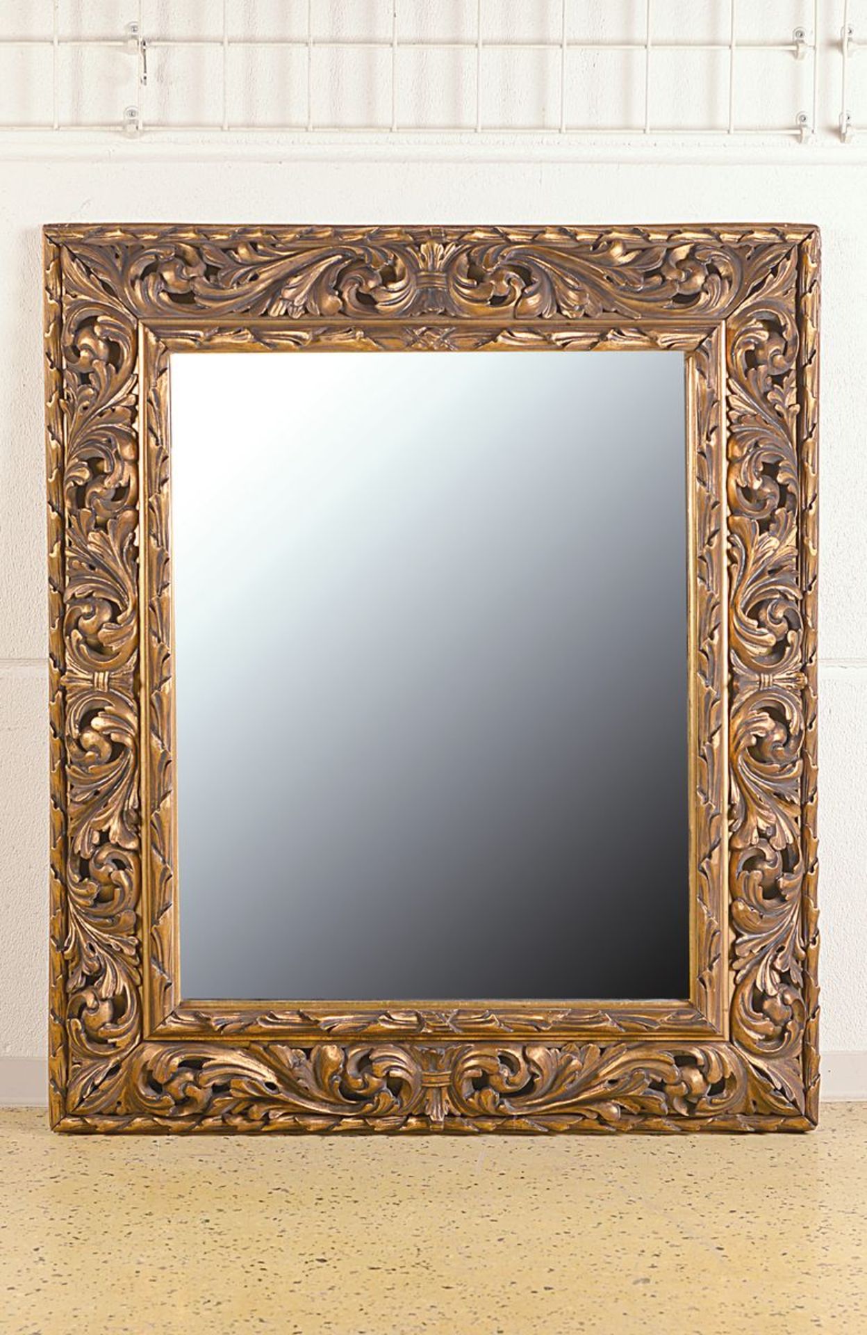 mirror, antique wooden frame around 1890, rococo decor, mirror glass secondary, bronze coloured