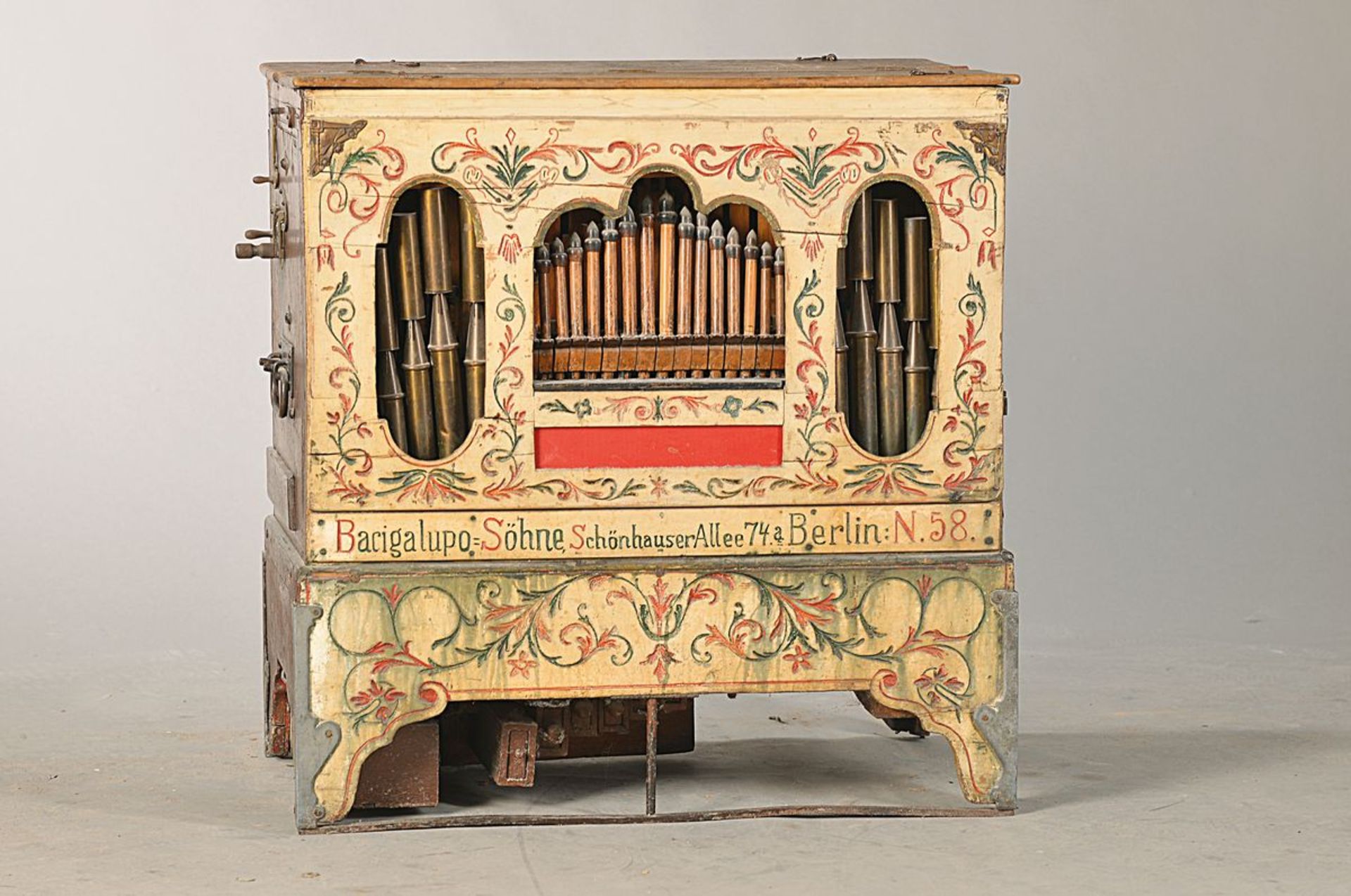 Berlin hurdy-gurdy, Bacigalup & Sons, Berlin, Orgelfarbrik, No. 58, around 1890, rolling musical