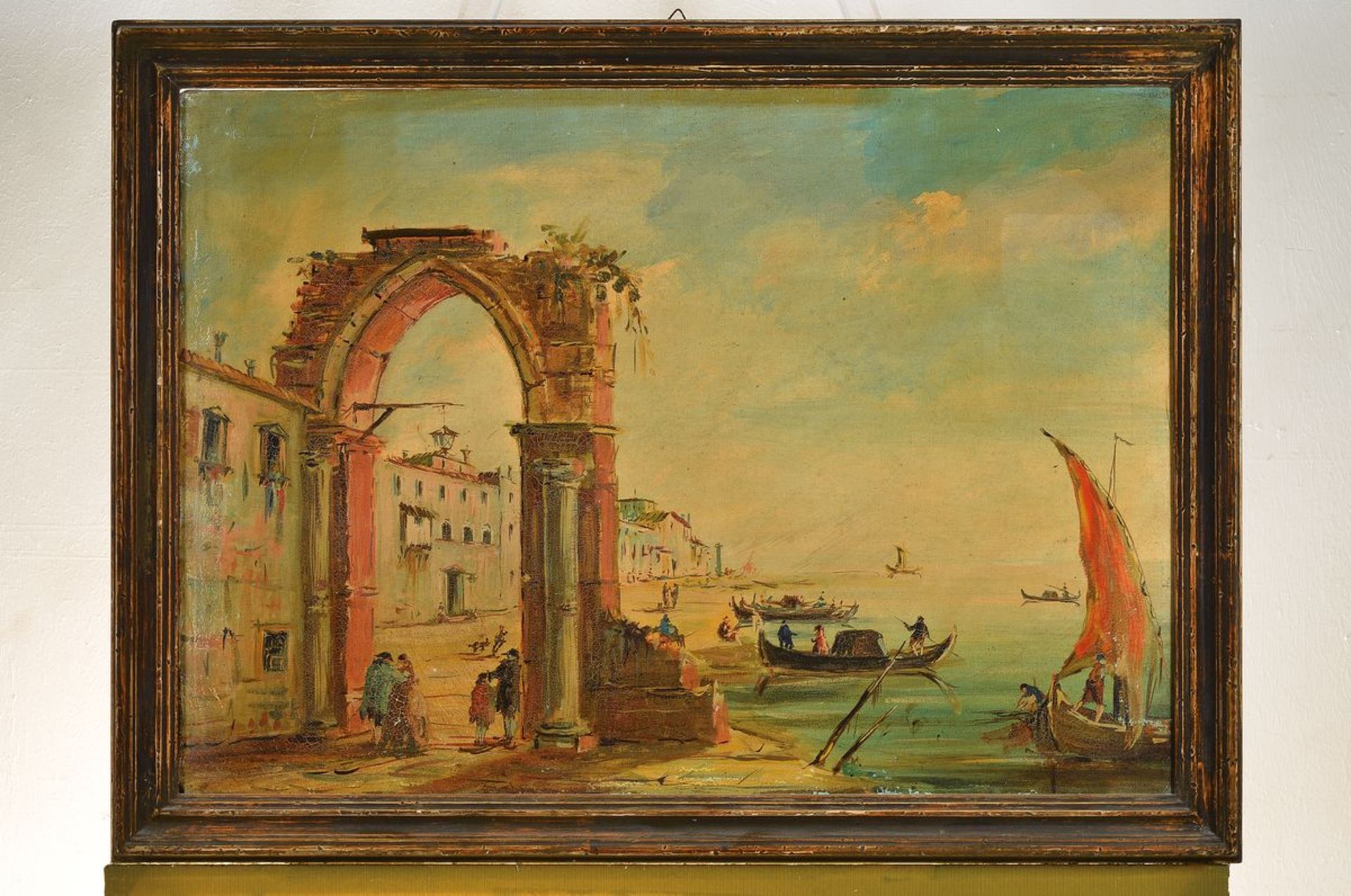 Unidentified artist, Italy, around 1900, 2 counterparts with Italian harbor views, oil / canvas, - Bild 4 aus 5